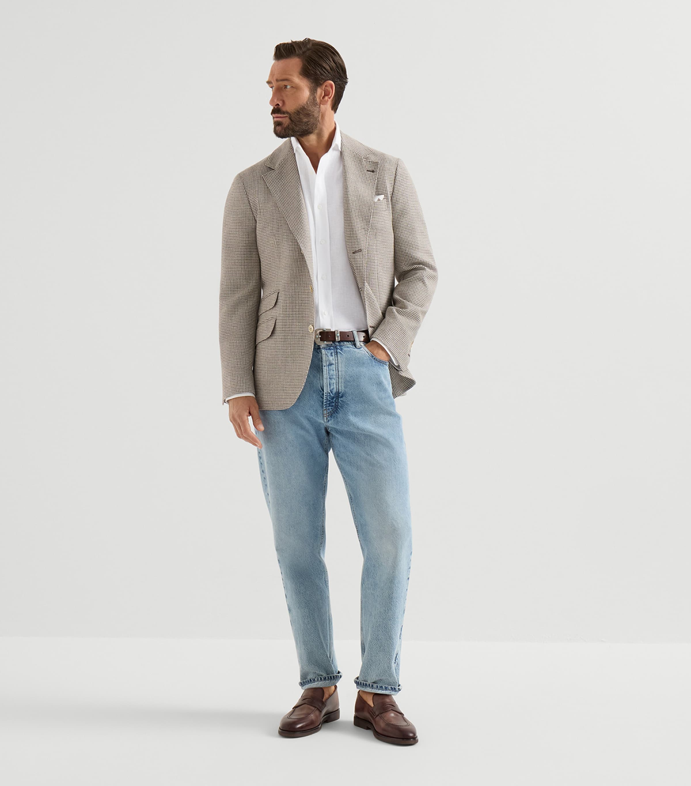 Brunello Cucinelli Mens Linen Long-Sleeve Shirt Image 3