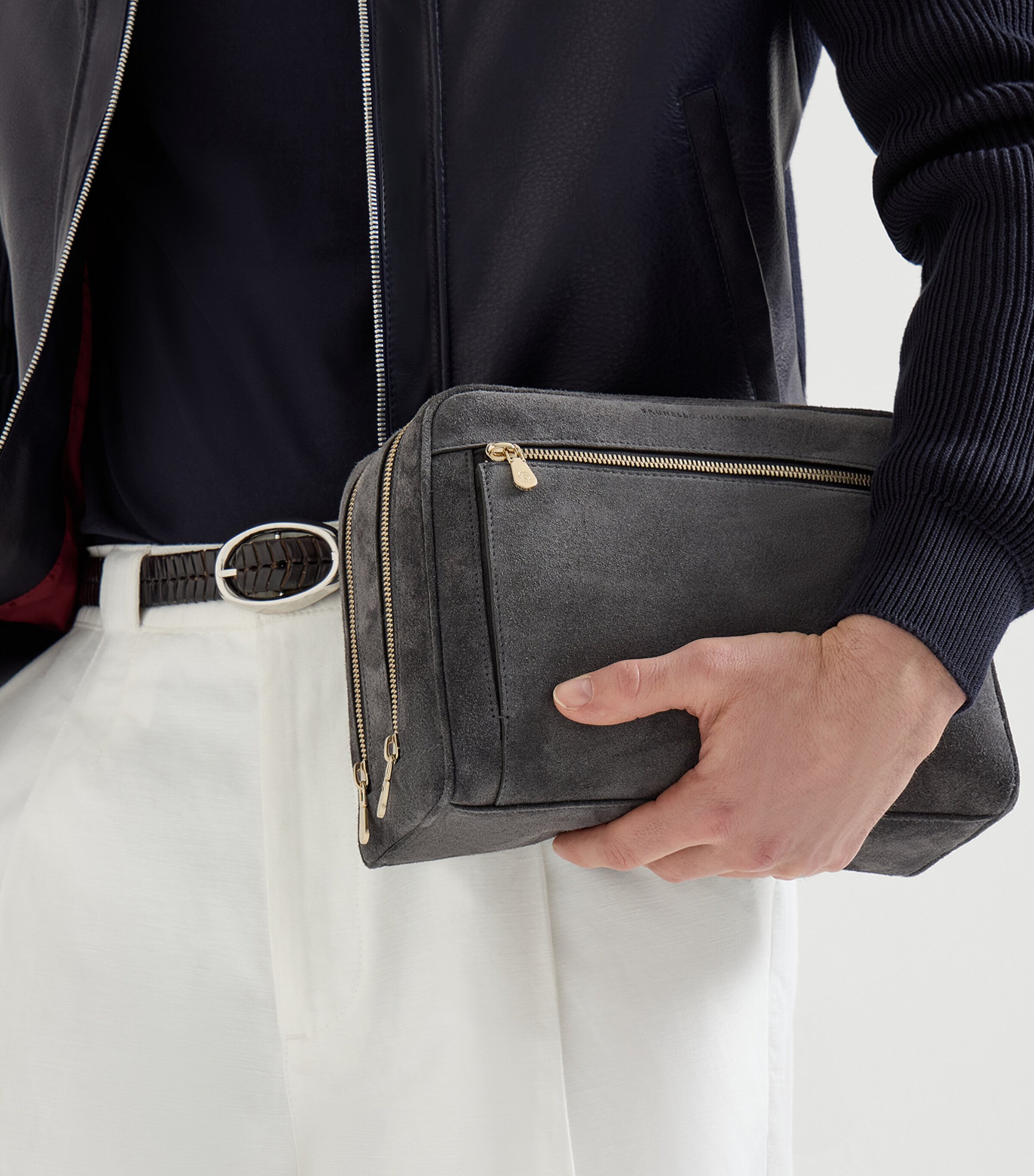 Brunello Cucinelli Suede Wash Bag Image 2