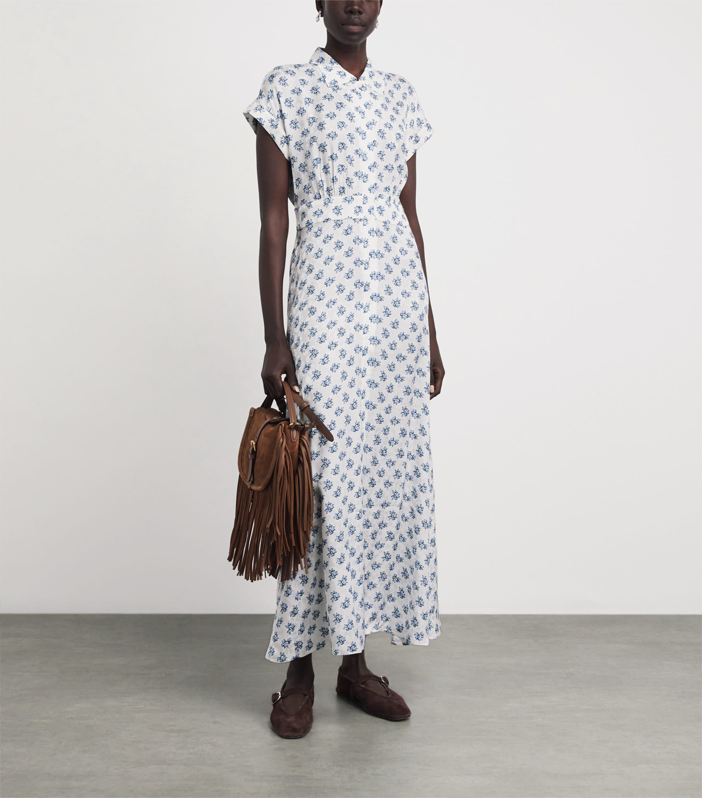 Maje Womens Floral Mini Dress Blue Small Flowers Image 2