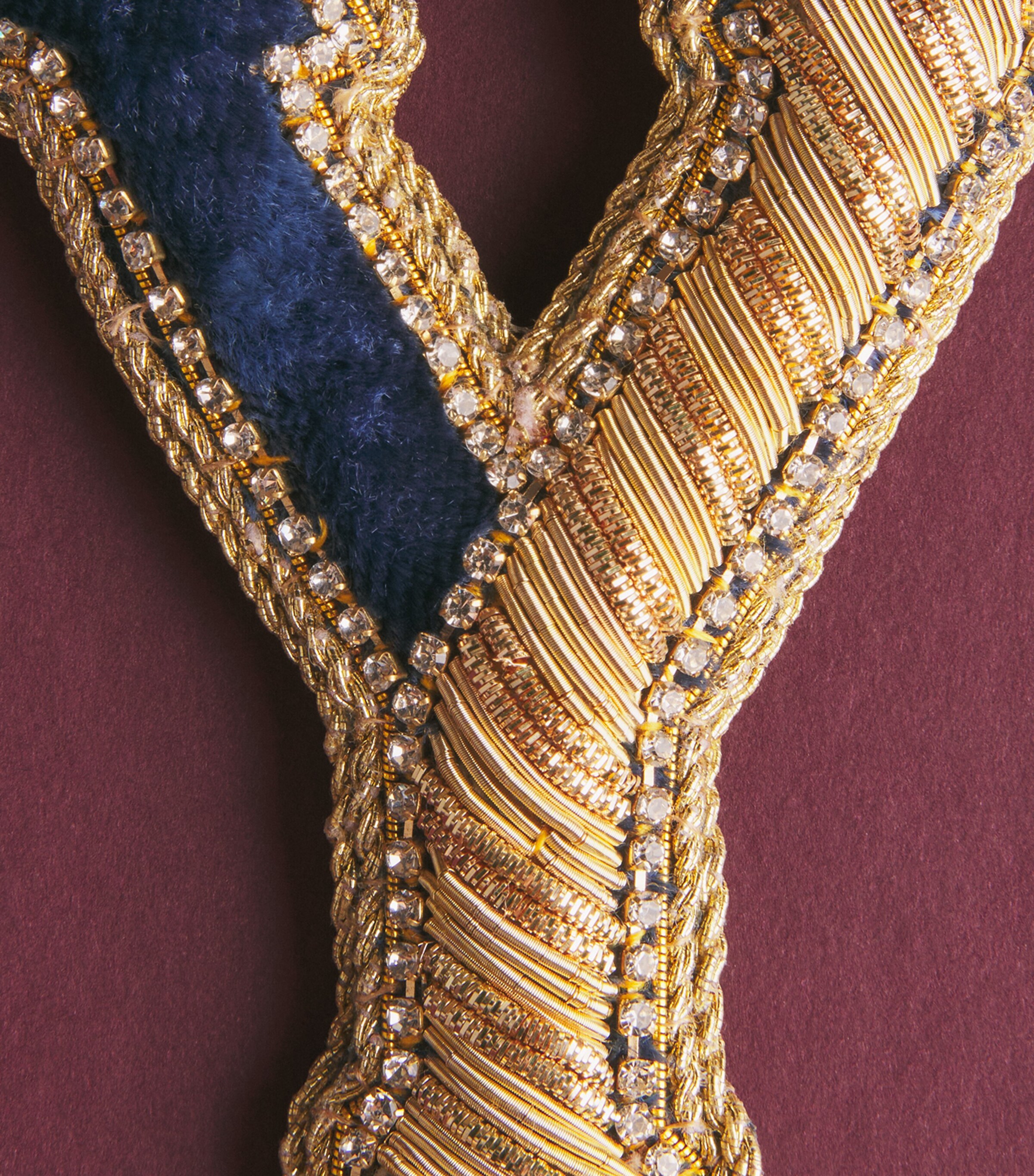 Tinker Tailor Letter Y Tree Decoration Navy, Gold & Wine Image 2