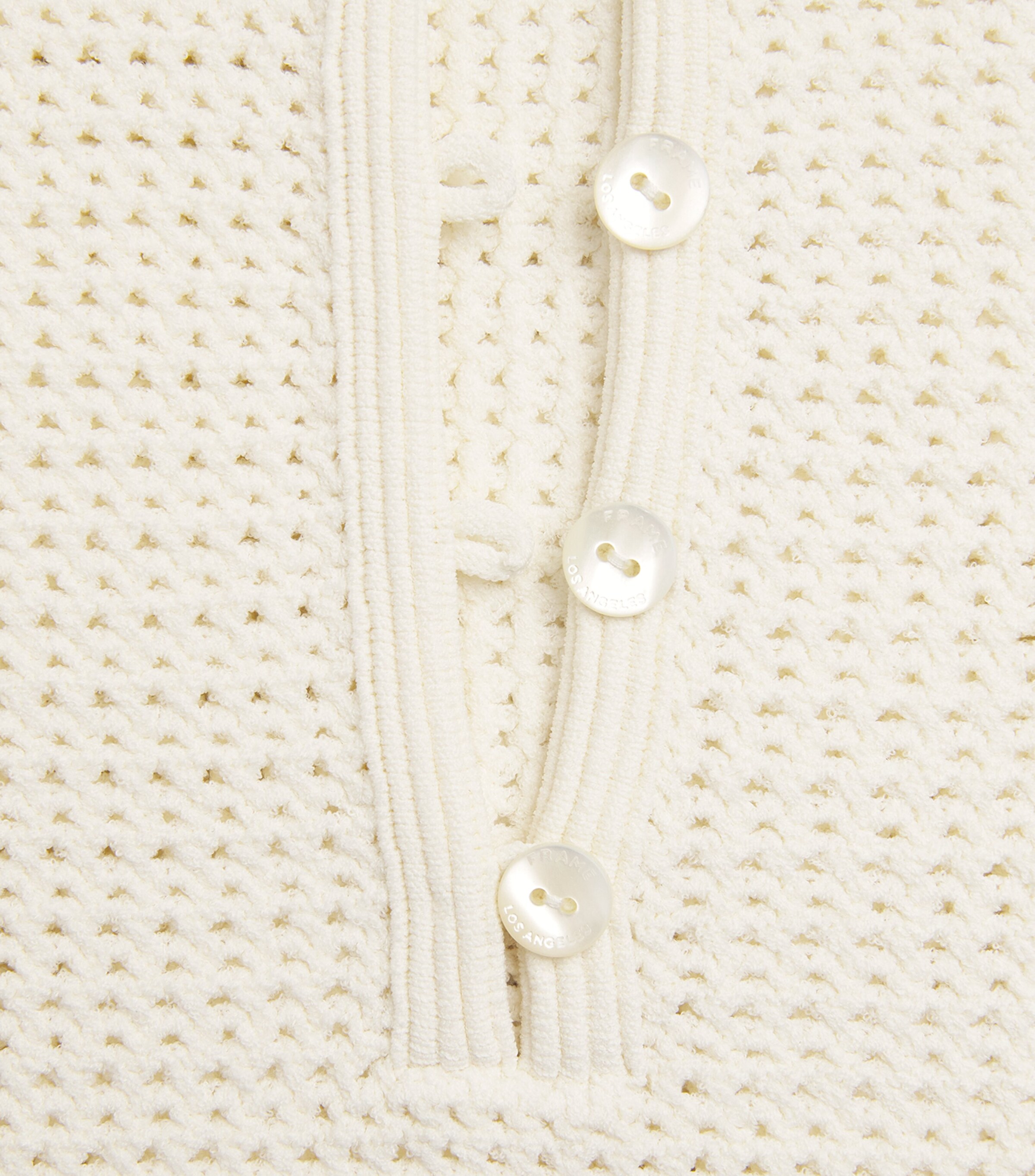 FRAME Womens Crochet Daybreak Polo shirt Cream Image 6