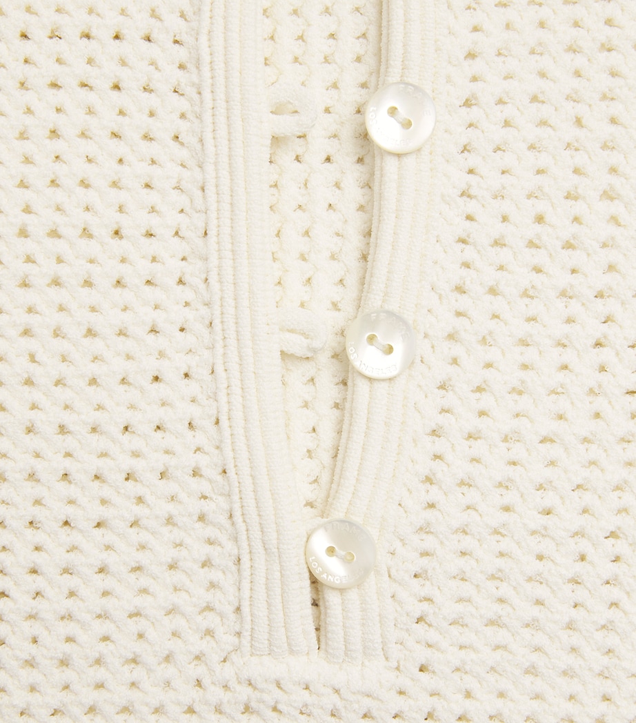 FRAME Womens Crochet Daybreak Polo shirt Cream Image 6