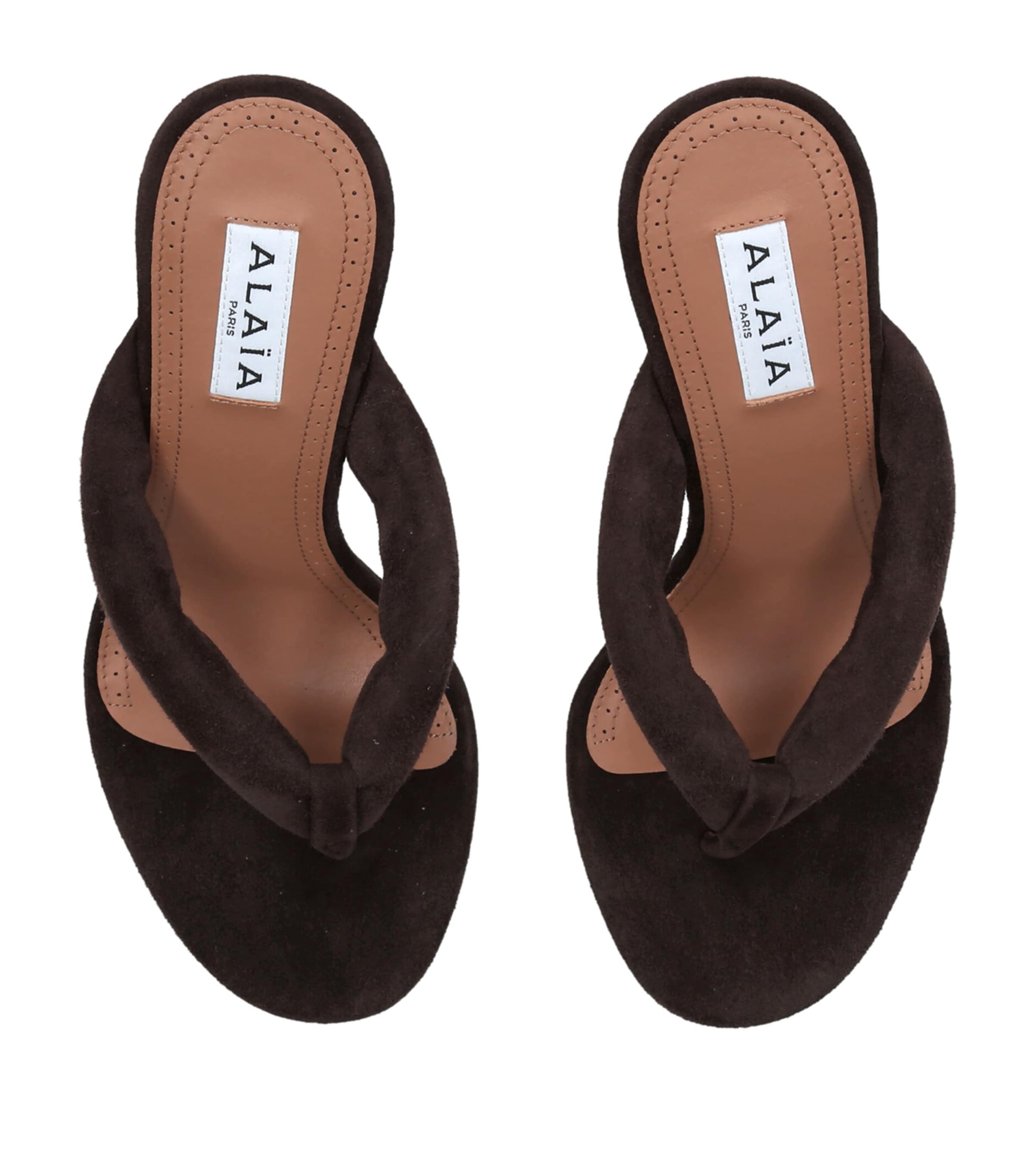 Alaïa Suede Thong Sandals 90 Dark Brown Image 3