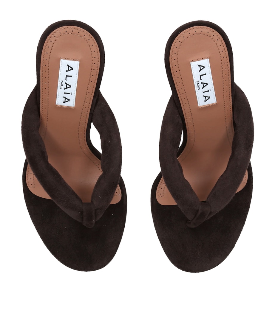 Alaïa Suede Thong Sandals 90 Dark Brown Image 3