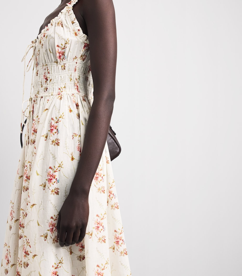 DÔEN Womens Organic Cotton Emmaretta Midi Dress Blanc Prairie Rose Image 5