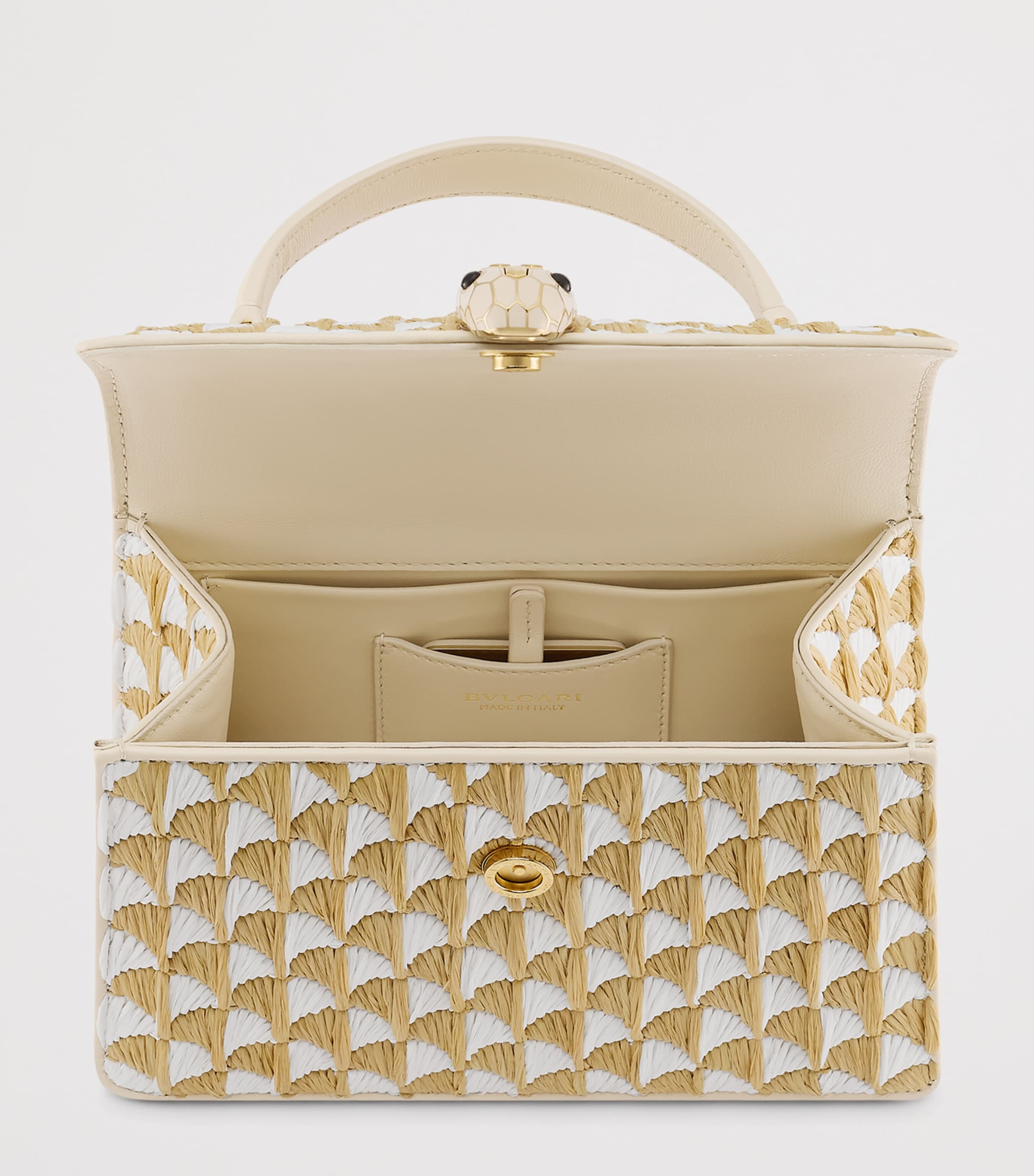 Bvlgari Medium Raffia Serpenti Forever Top-Handle Bag Beige Medium Image 5
