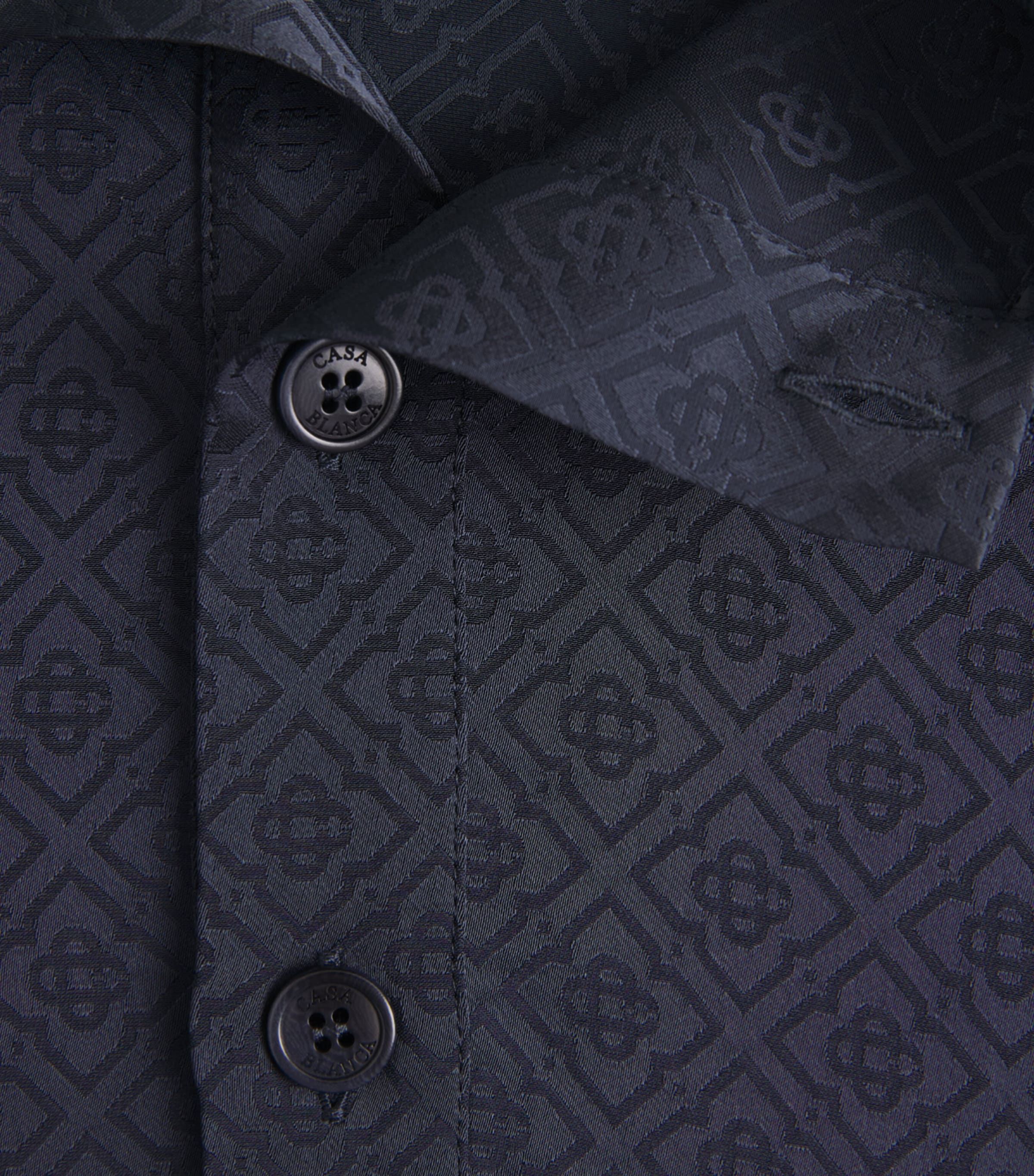 Casablanca Mens Monogram-Jacquard Polo Shirt Dark Navy Image 6