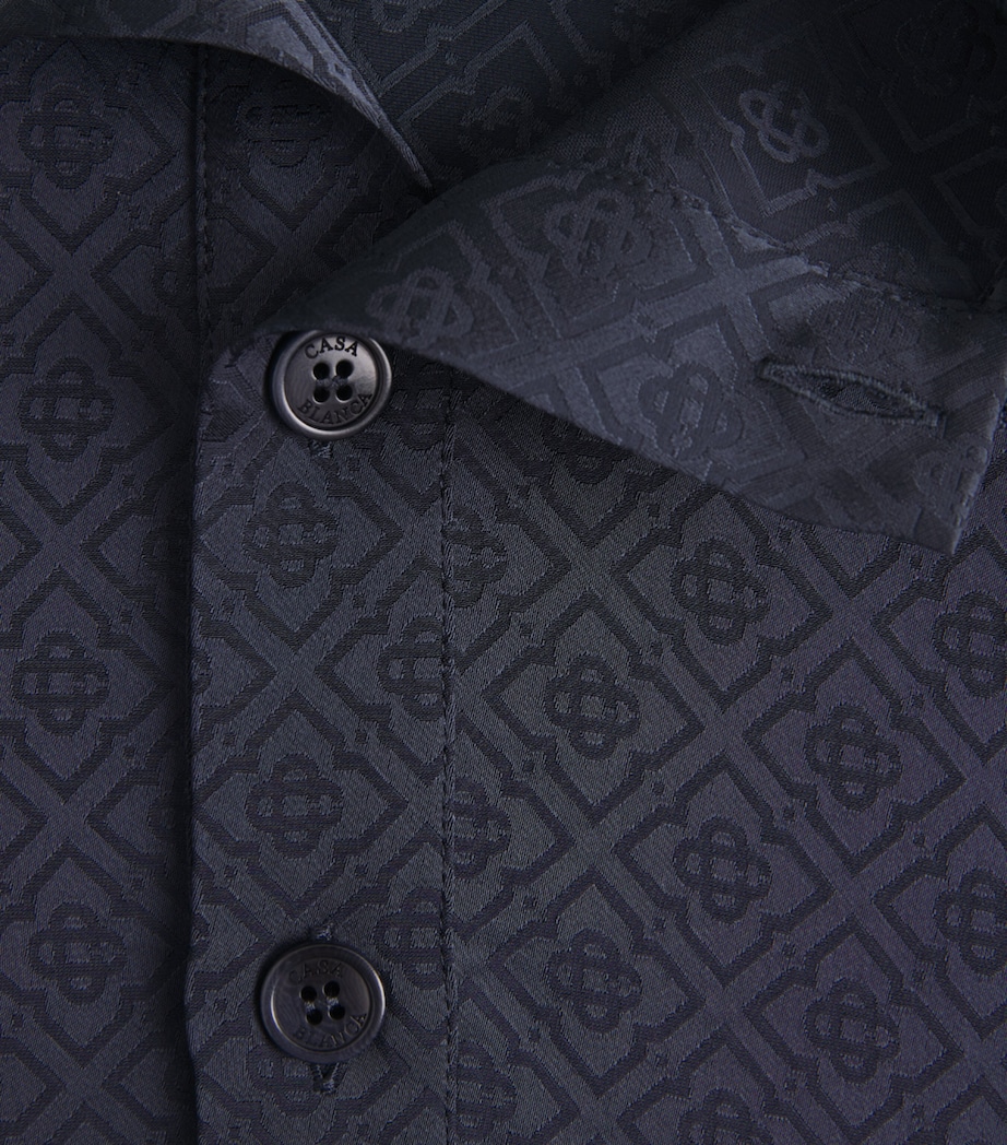 Casablanca Mens Monogram-Jacquard Polo Shirt Dark Navy Image 6