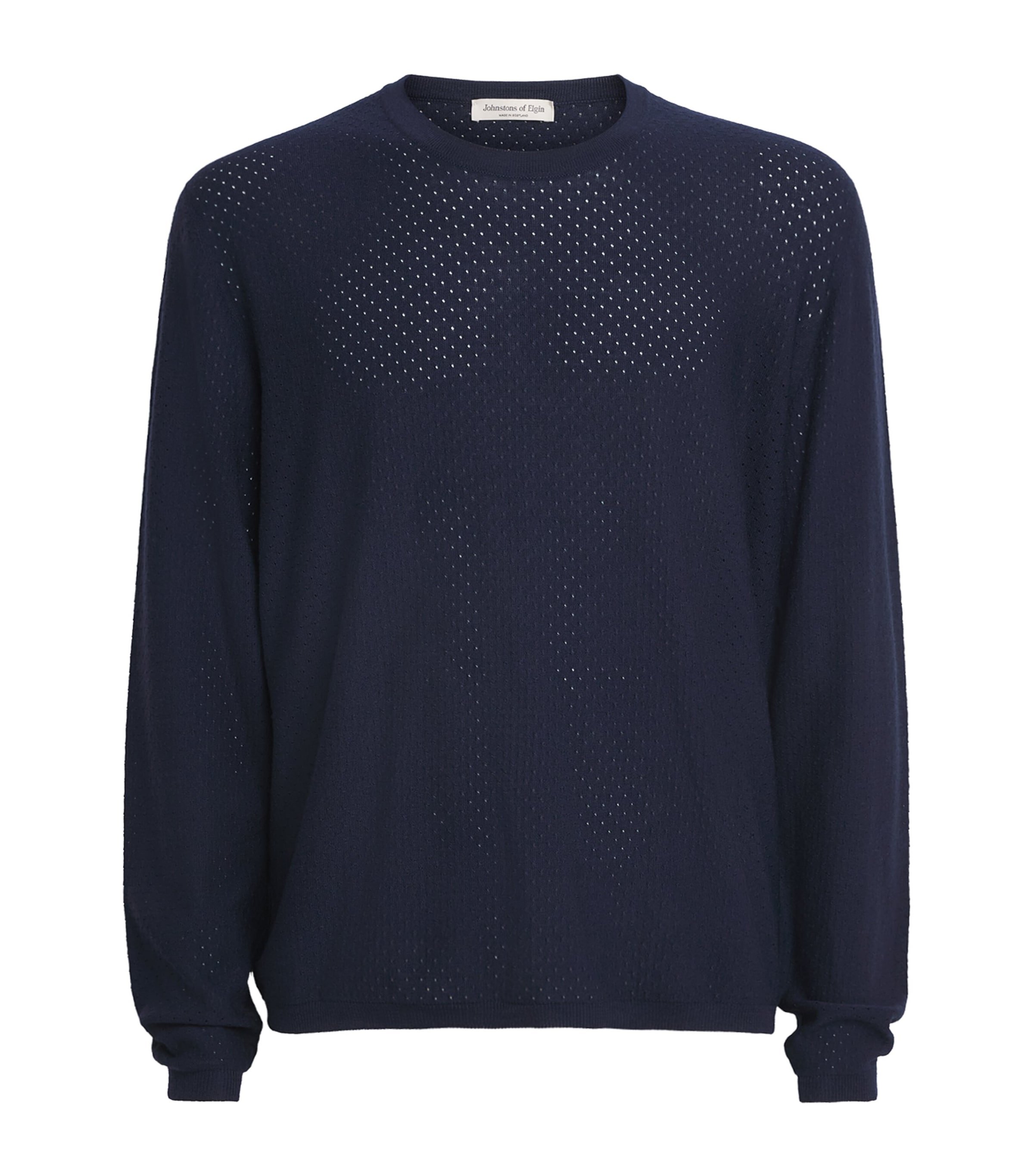 Johnstons Of Elgin Mens Superfine Merino Sweater Dark Navy Image 1