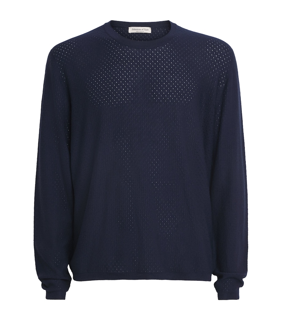 Johnstons Of Elgin Mens Superfine Merino Sweater Dark Navy Image 1