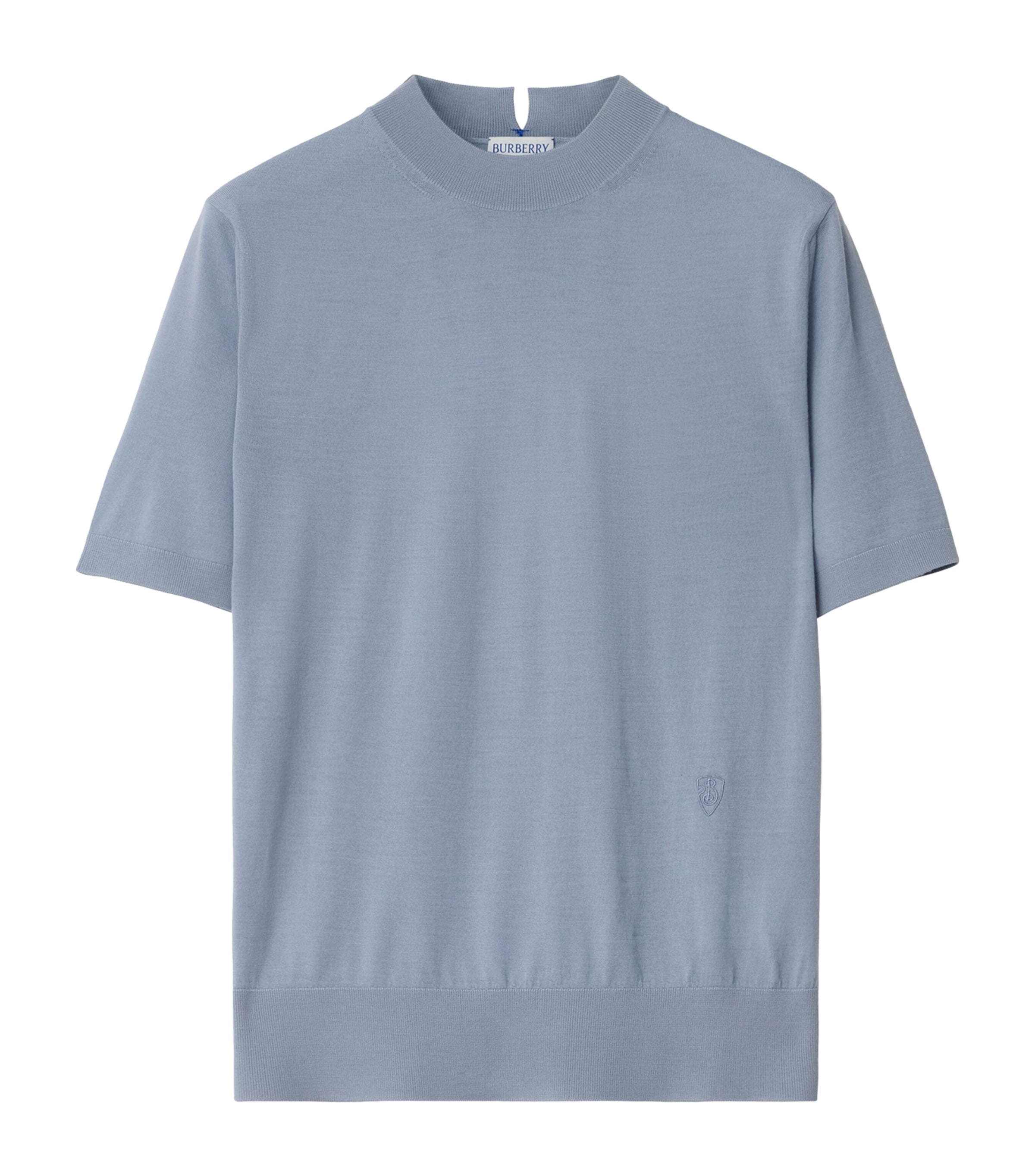 Burberry Wool High-neck Sweater Top In Blue