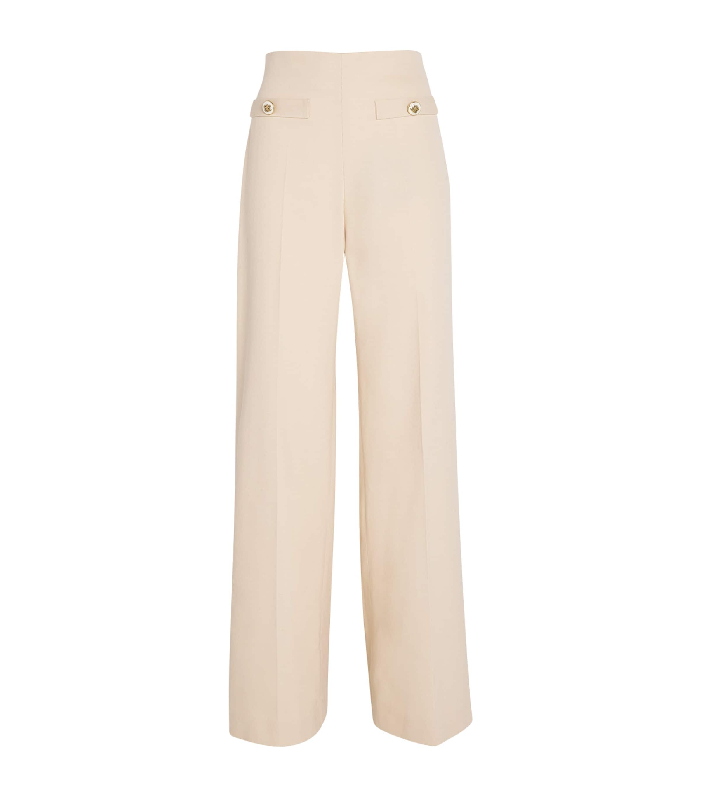 Sandro Virgin Wool-blend Wide-leg Trousers In Beige