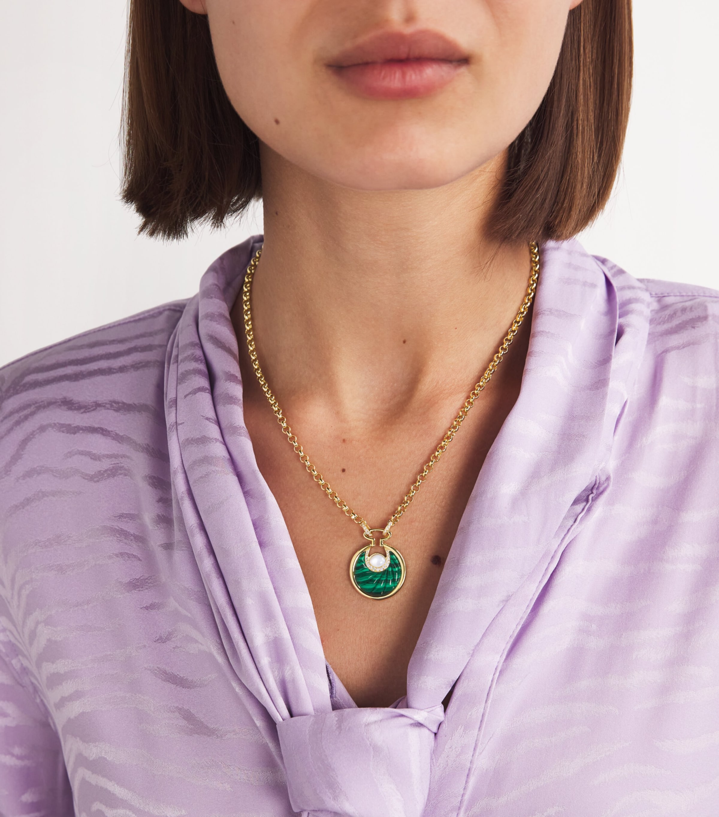 L'ATELIER NAWBAR Yellow Gold, Diamond and Malachite Circus Lot N*91 Necklace Yellow Gold Image 2