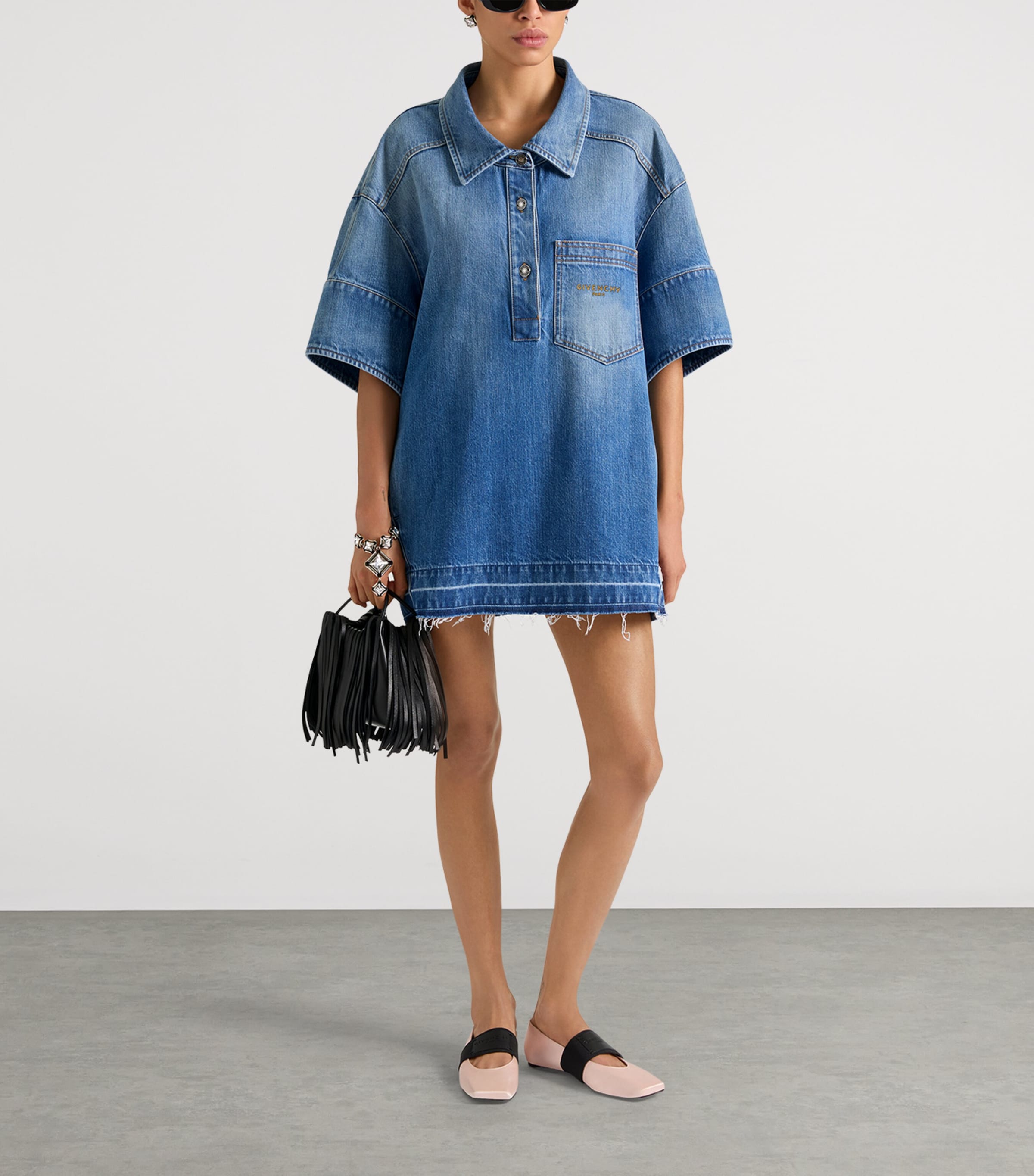 givenchy dress blue GIVENCHY - Cocoon Dress In Medium Blue Denim