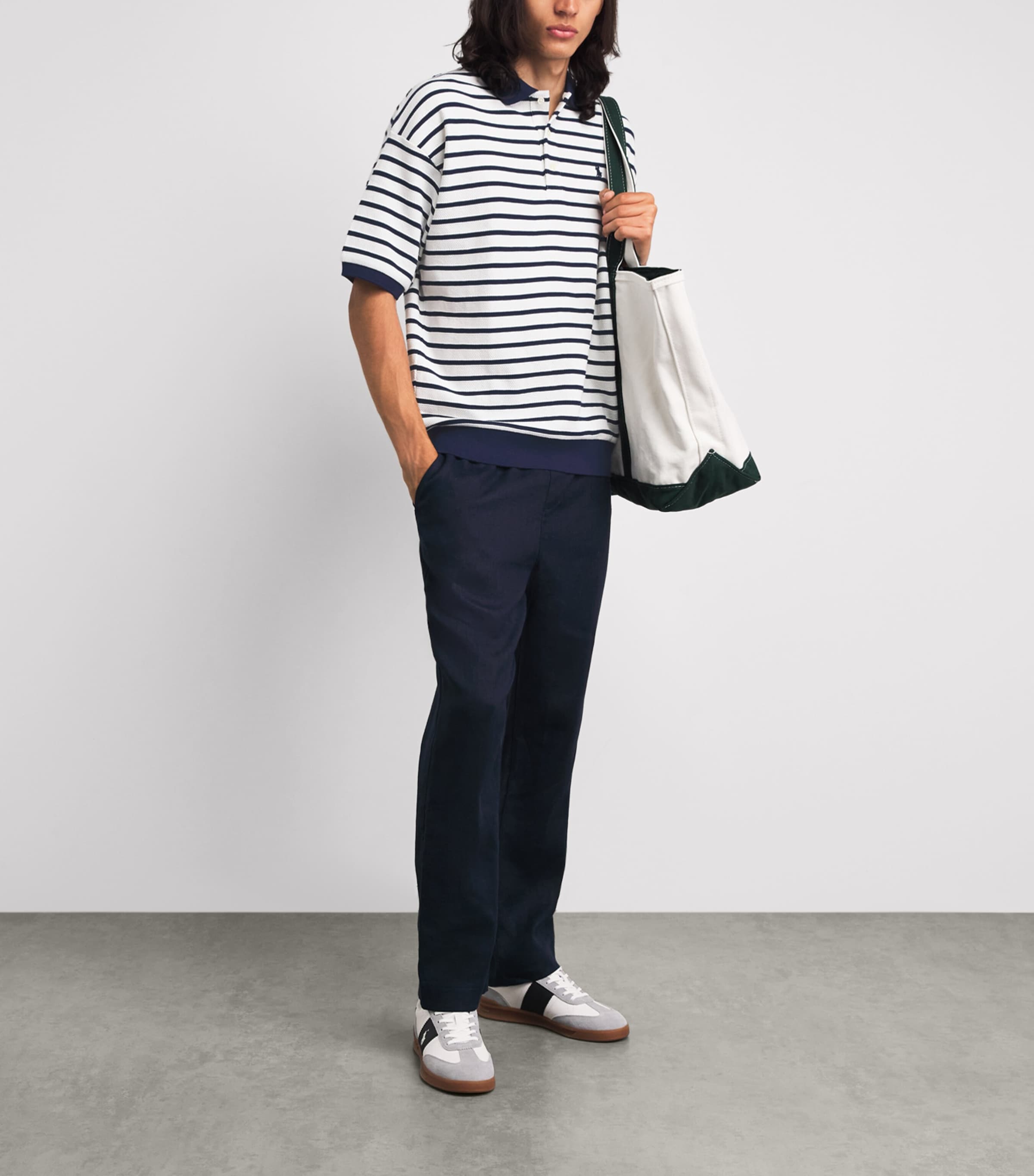 Polo Ralph Lauren Mens Cotton Mesh Slim Polo Shirt Nevis/newport Navy Image 2