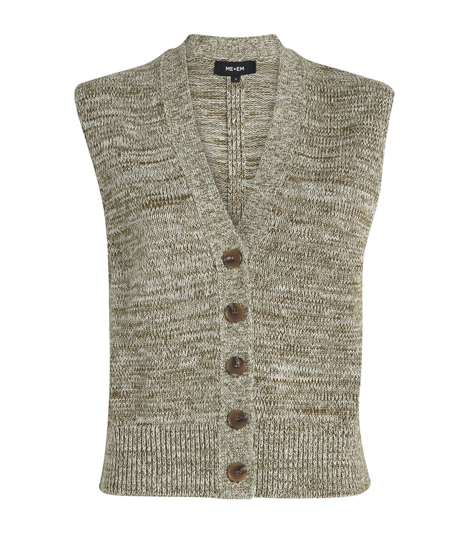 Cotton Buttoned Vest GOLDEN OLIVE/CREAM Image 1