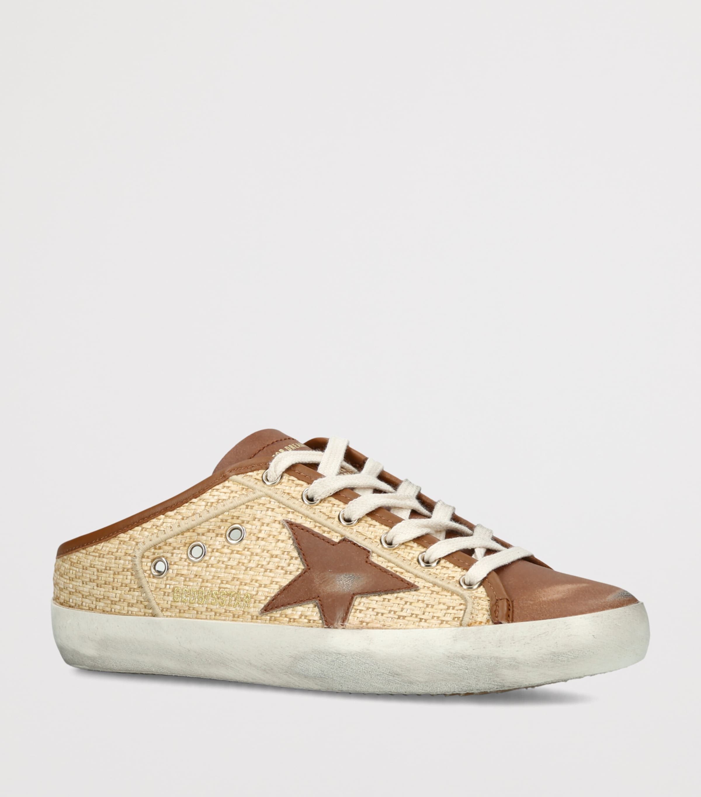 Golden Goose Raffia Super Star Sabot Sneakers Beige Comb Image 3