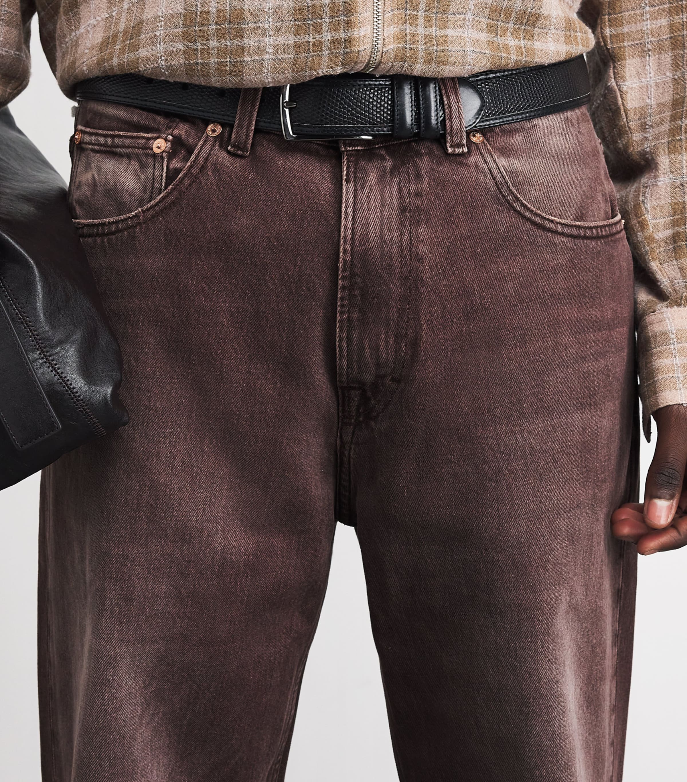 Trompe-l'Oeil Third Cut Straight Jeans OVERDYED CHOCO MELON Image 6