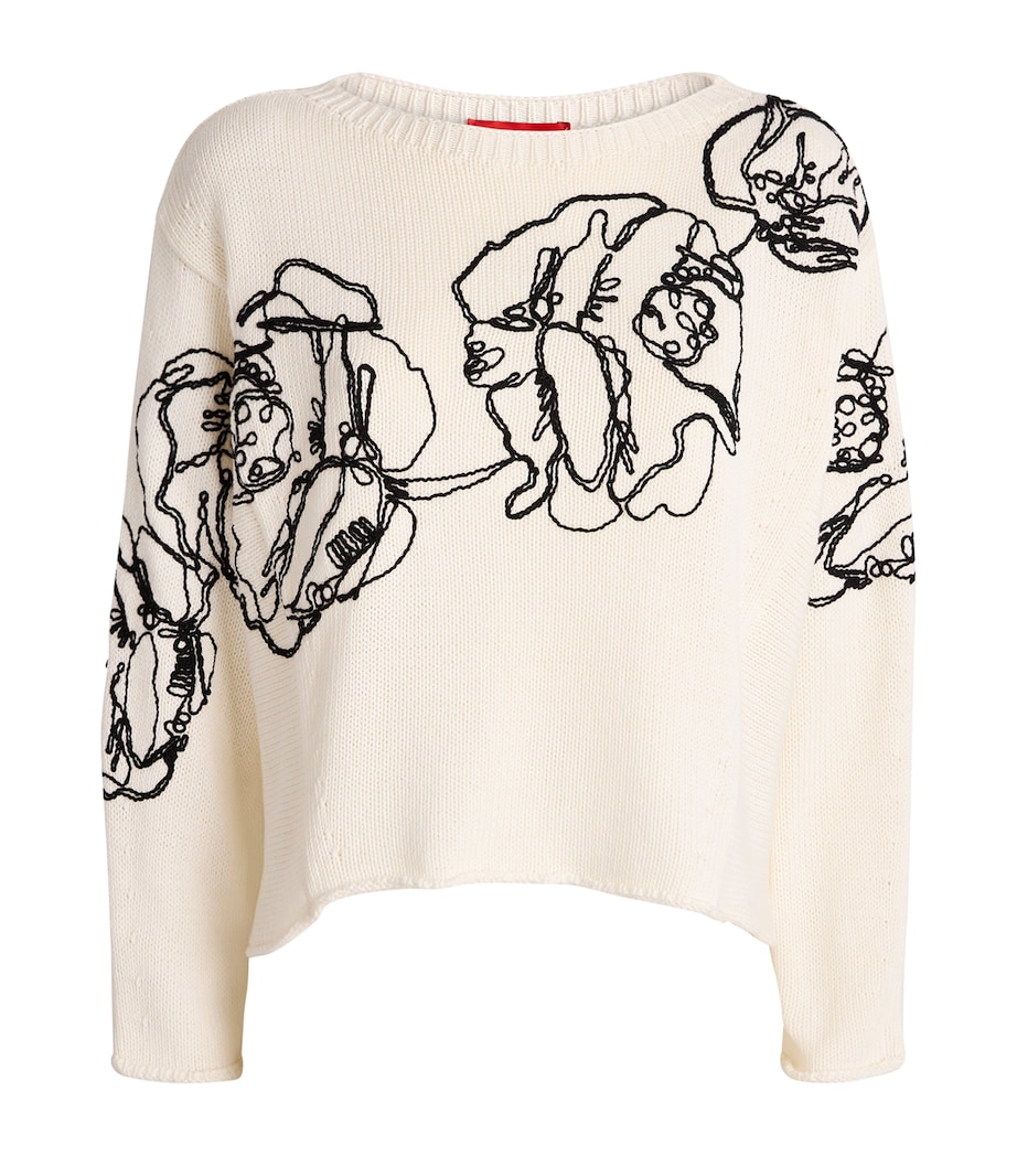 Cotton-Wool Embroidered Sweater WHITE Image 1