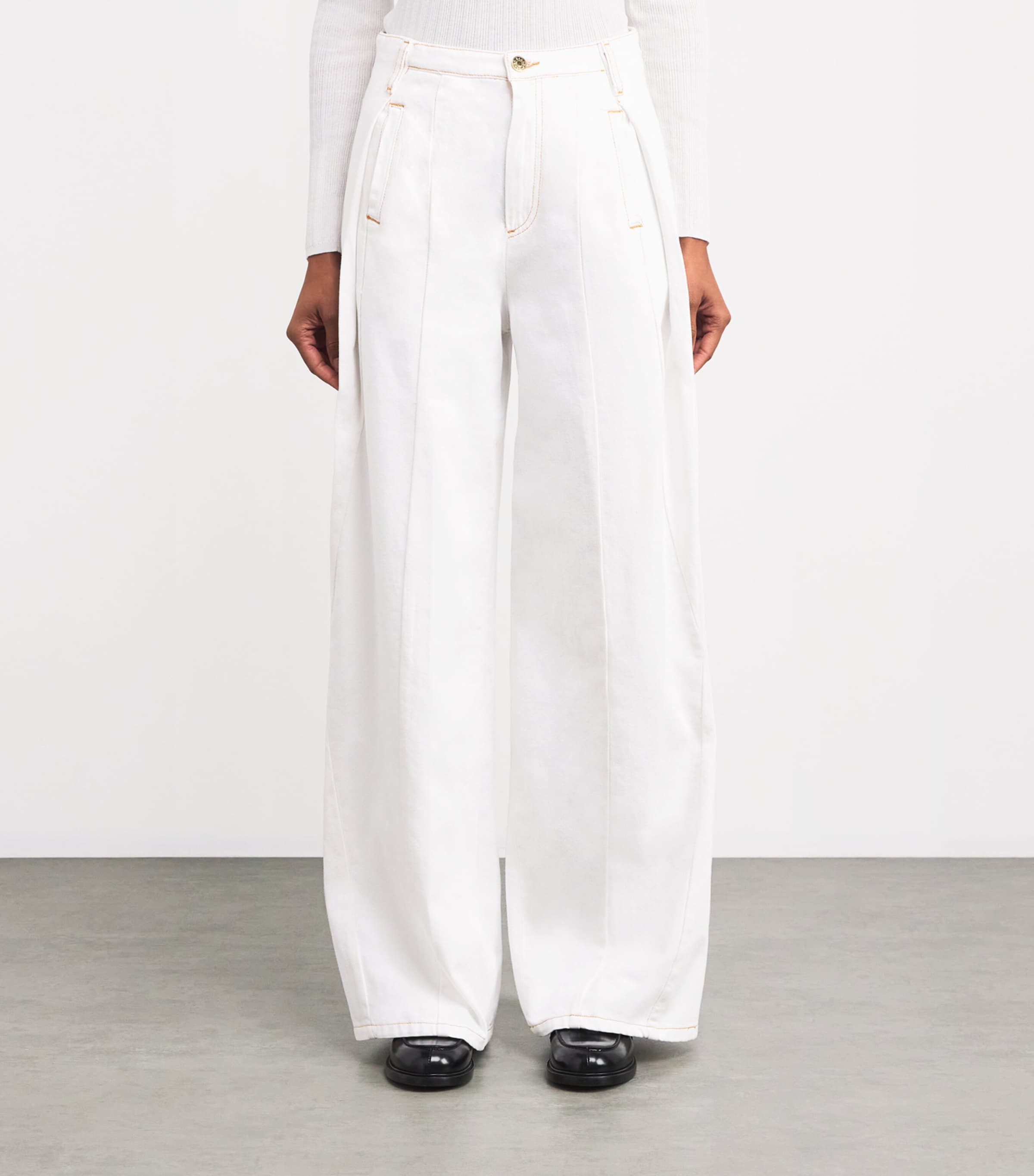 High-Waist Wide-Leg Jeans WHITE Image 3