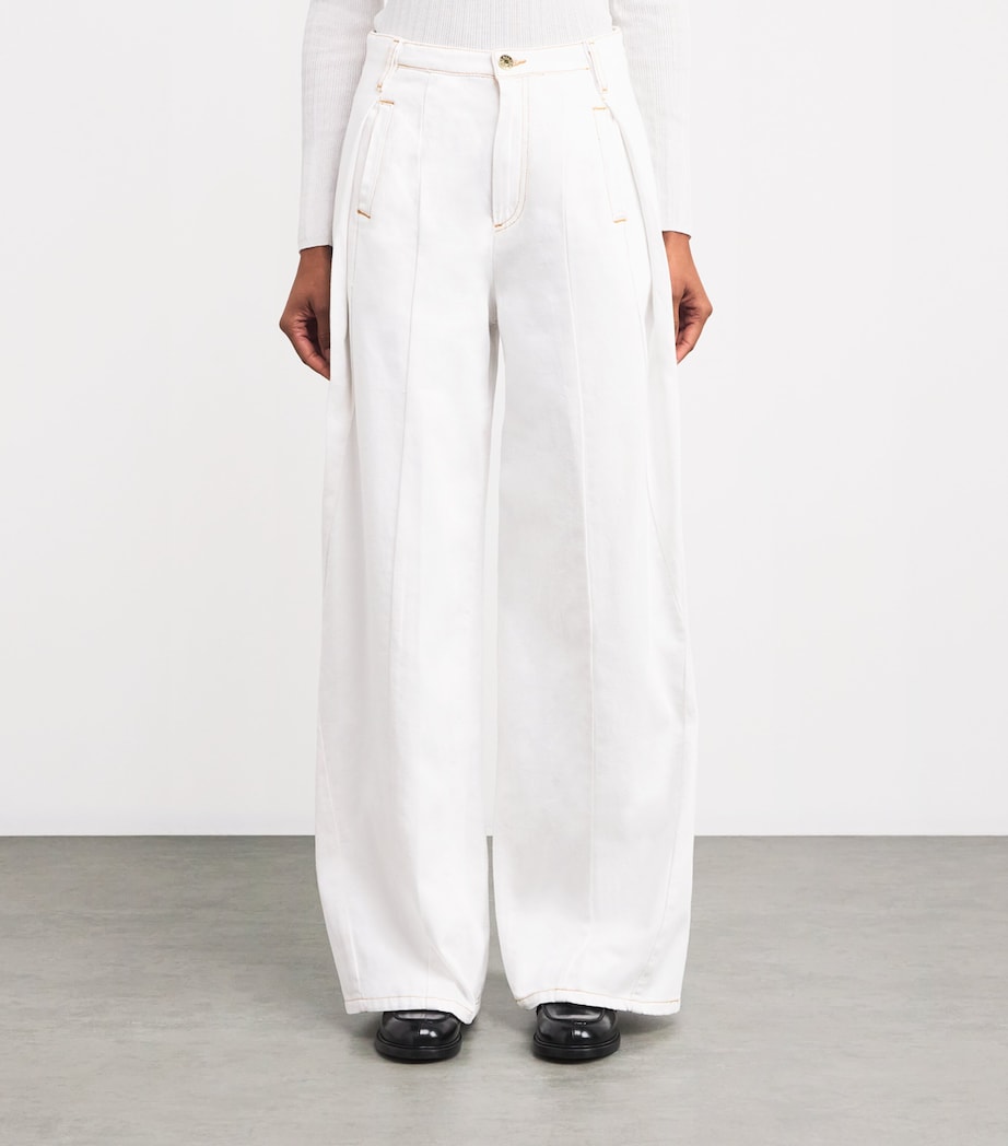 High-Waist Wide-Leg Jeans WHITE Image 3