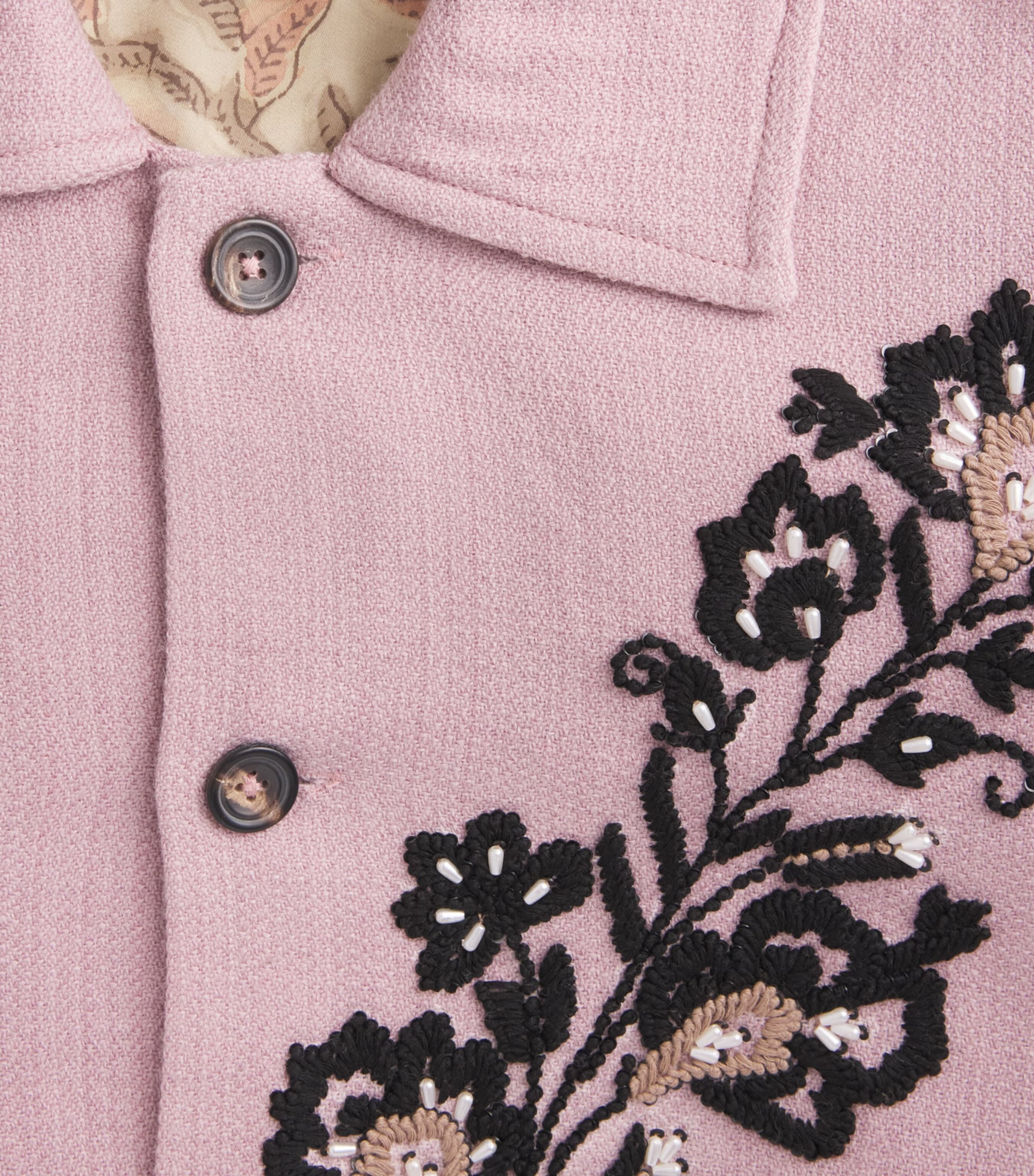 Kartik Research Pink Wool Embroidered Almora Jacket | Harrods US