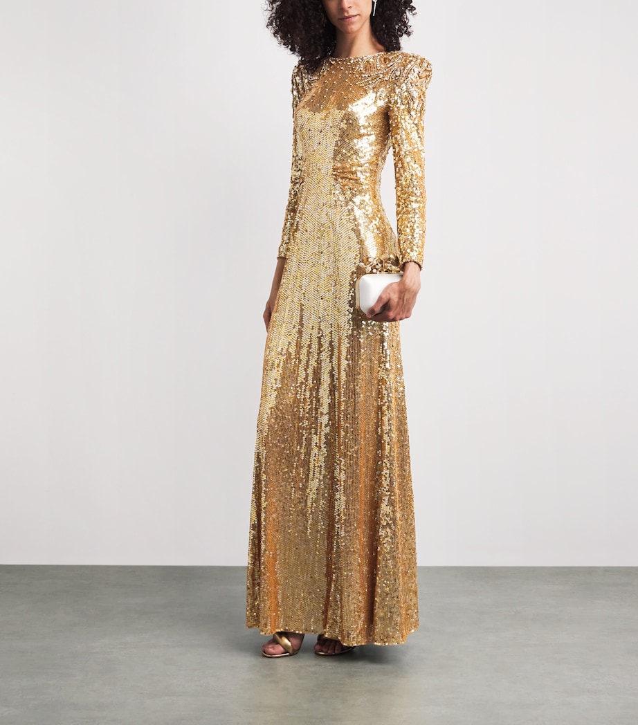 Jenny Packham Womens Sequinned Dulcet Gown Caramel Image 2