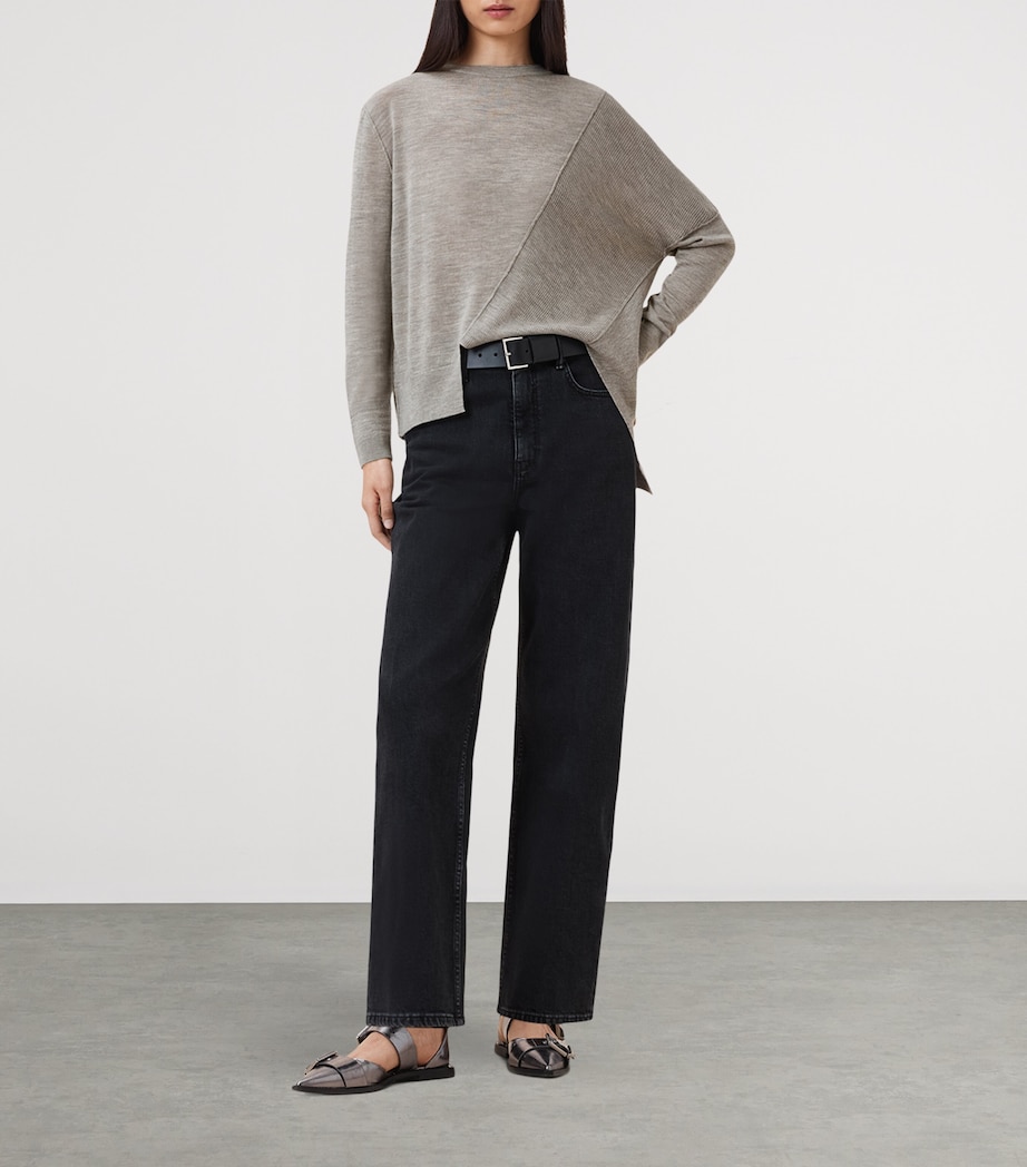 Wool Asymmetric Isla Sweater SAND GREY Image 2