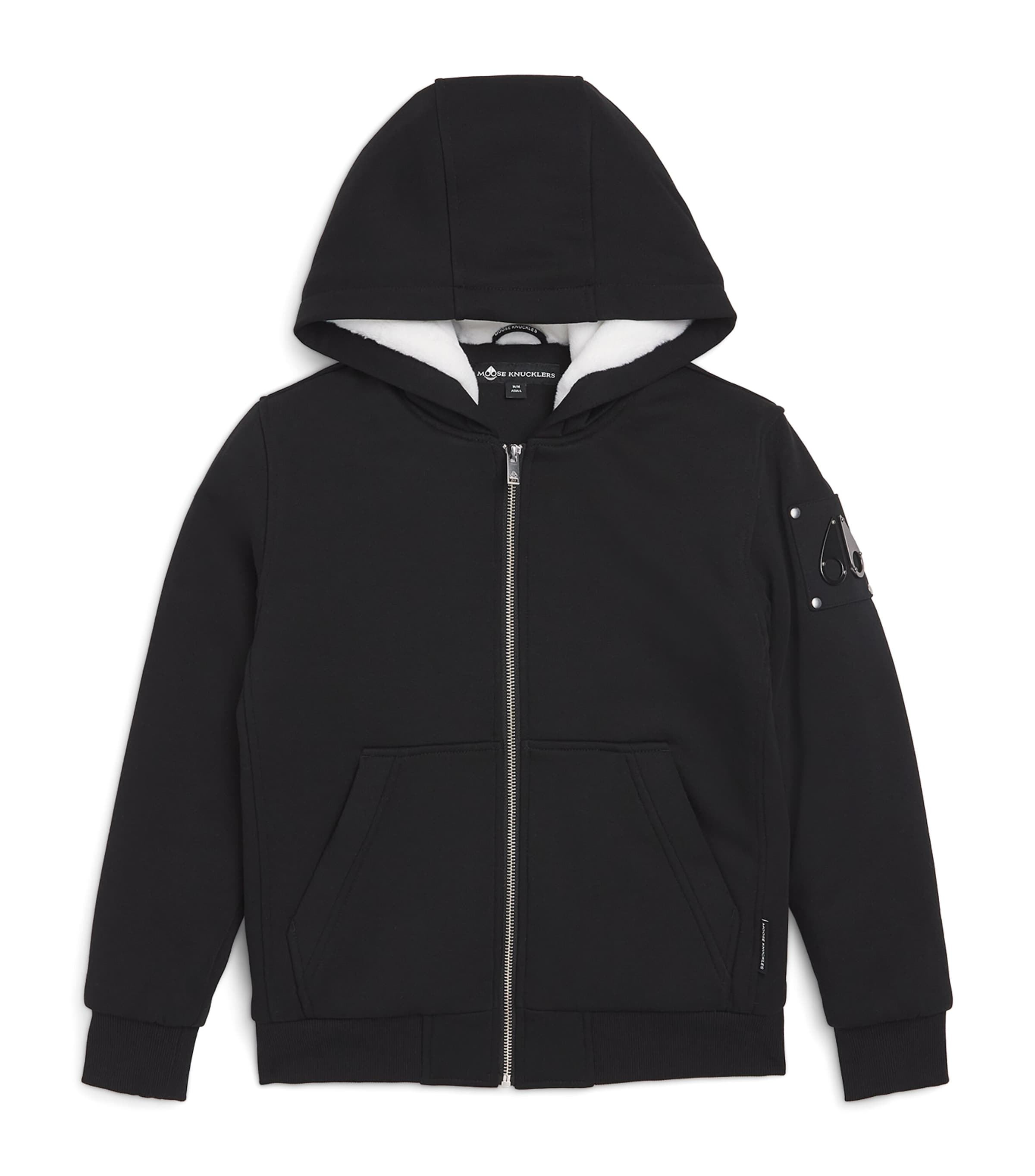 Moose Knuckles Kids' Cotton-blend Zip-up Hoodie In Black