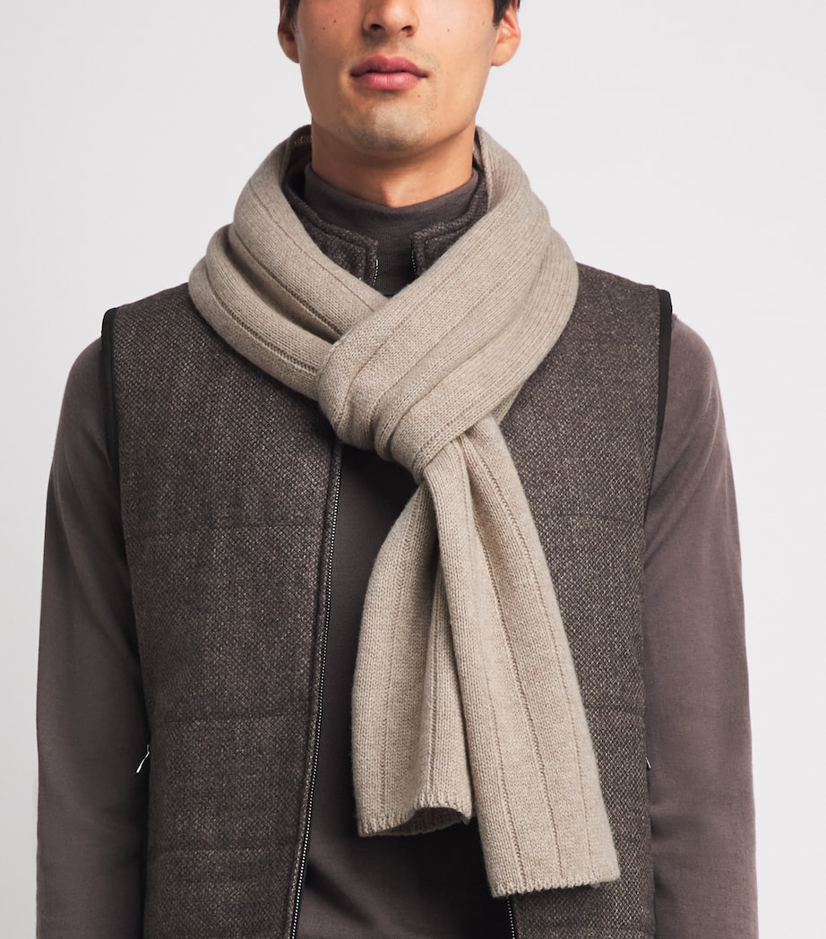 Paul & Shark Ribbed Scarf Sand Image 2