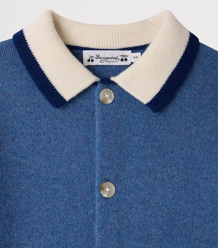 Bonpoint Cashmere Collared Cardigan (4-8 Years) Bleu Paon Image 3