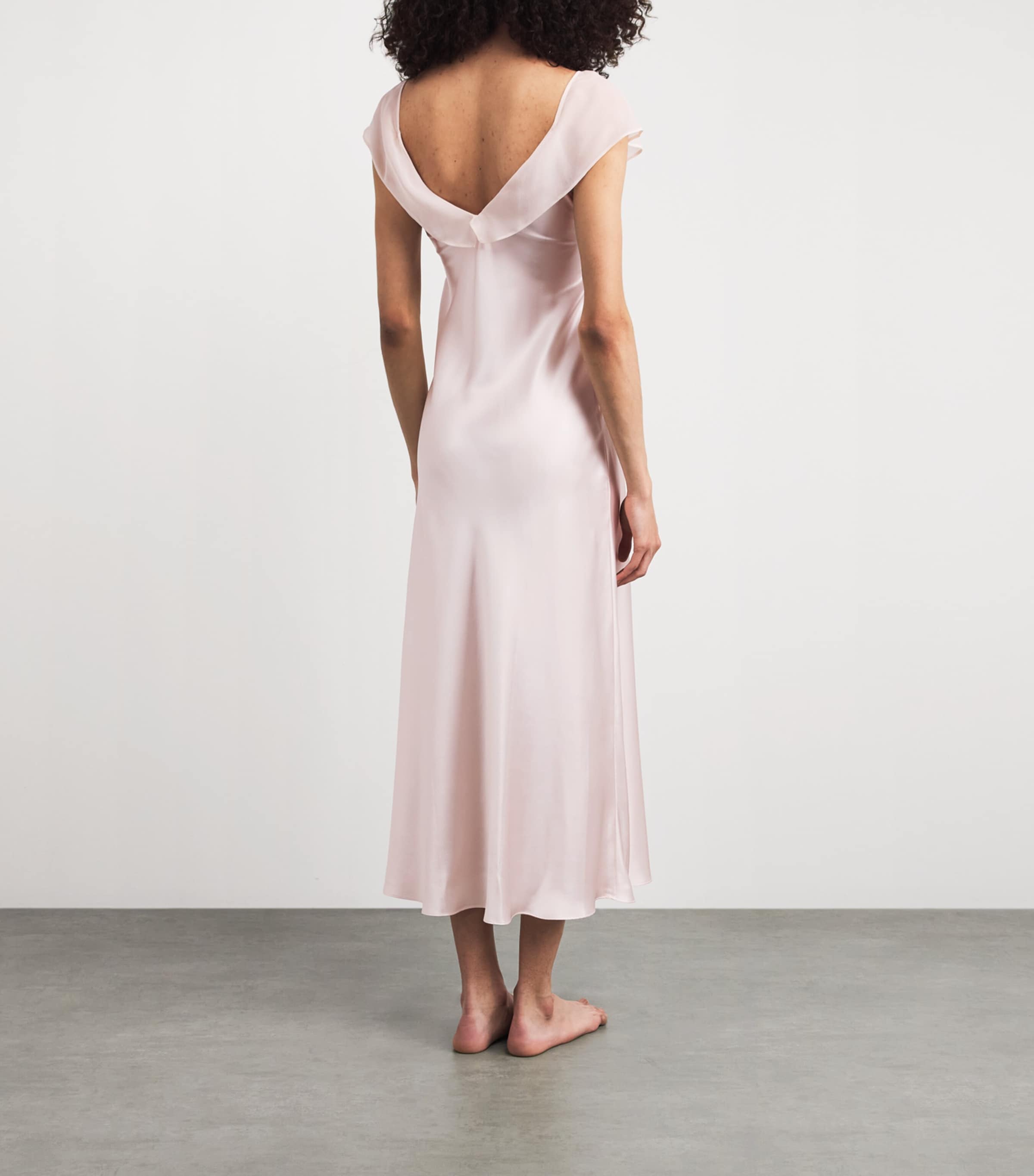 MANITO Womens Mulberry Silk Chiffon Crete Nightdress Ballet Pink Image 4
