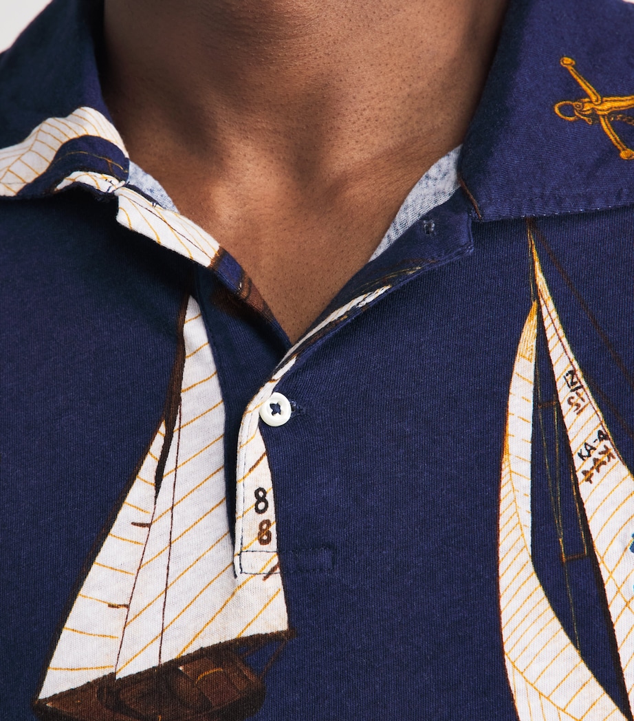 Polo Ralph Lauren Mens Linen-Cotton Sailboat Polo Shirt Nautical Traverse Image 3