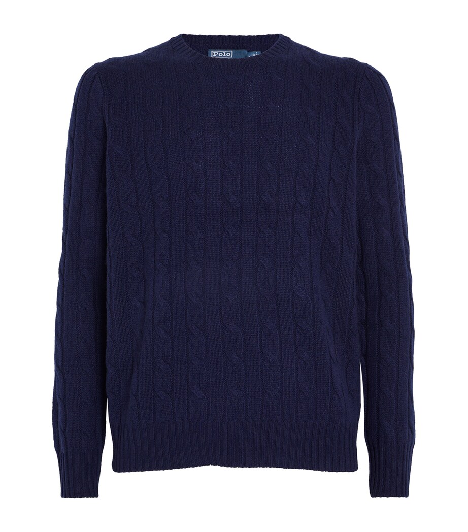 Polo Ralph Lauren Mens Cashmere Cable-Knit Sweater Blue Image 1