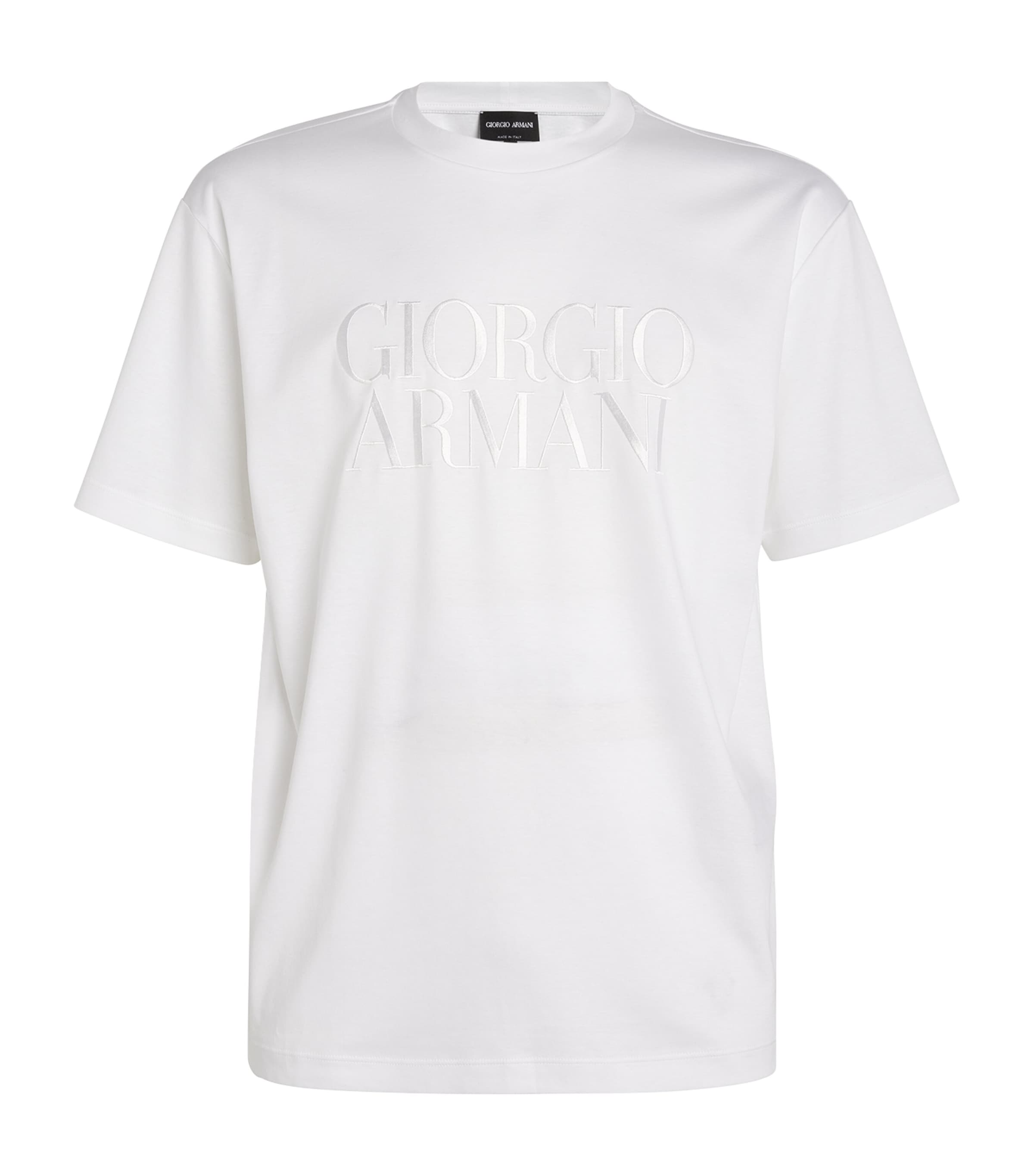 Shop Giorgio Armani Embroidered Logo T-shirt In White