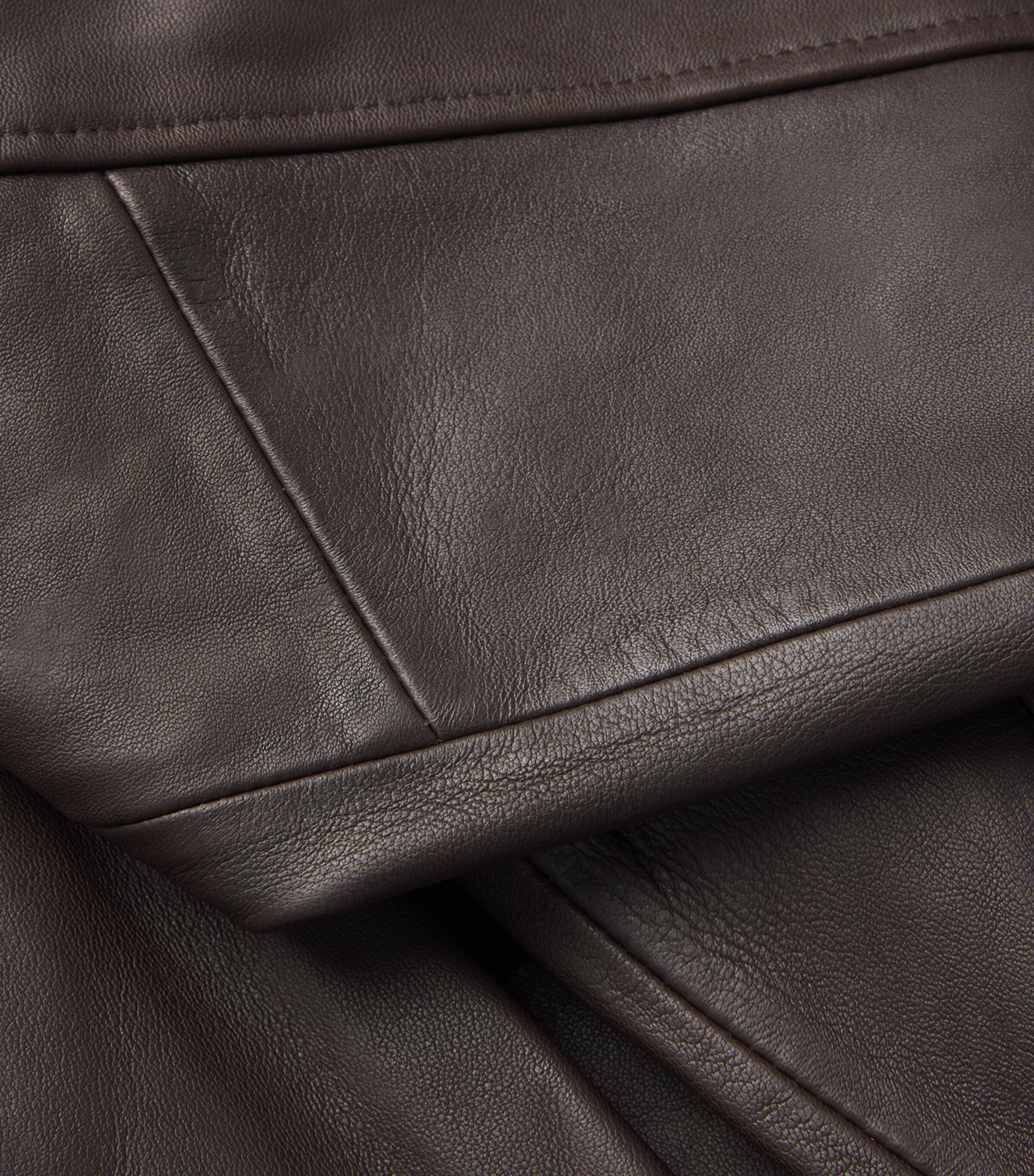 Zip-Up Leather Jacket BROWN Image 5
