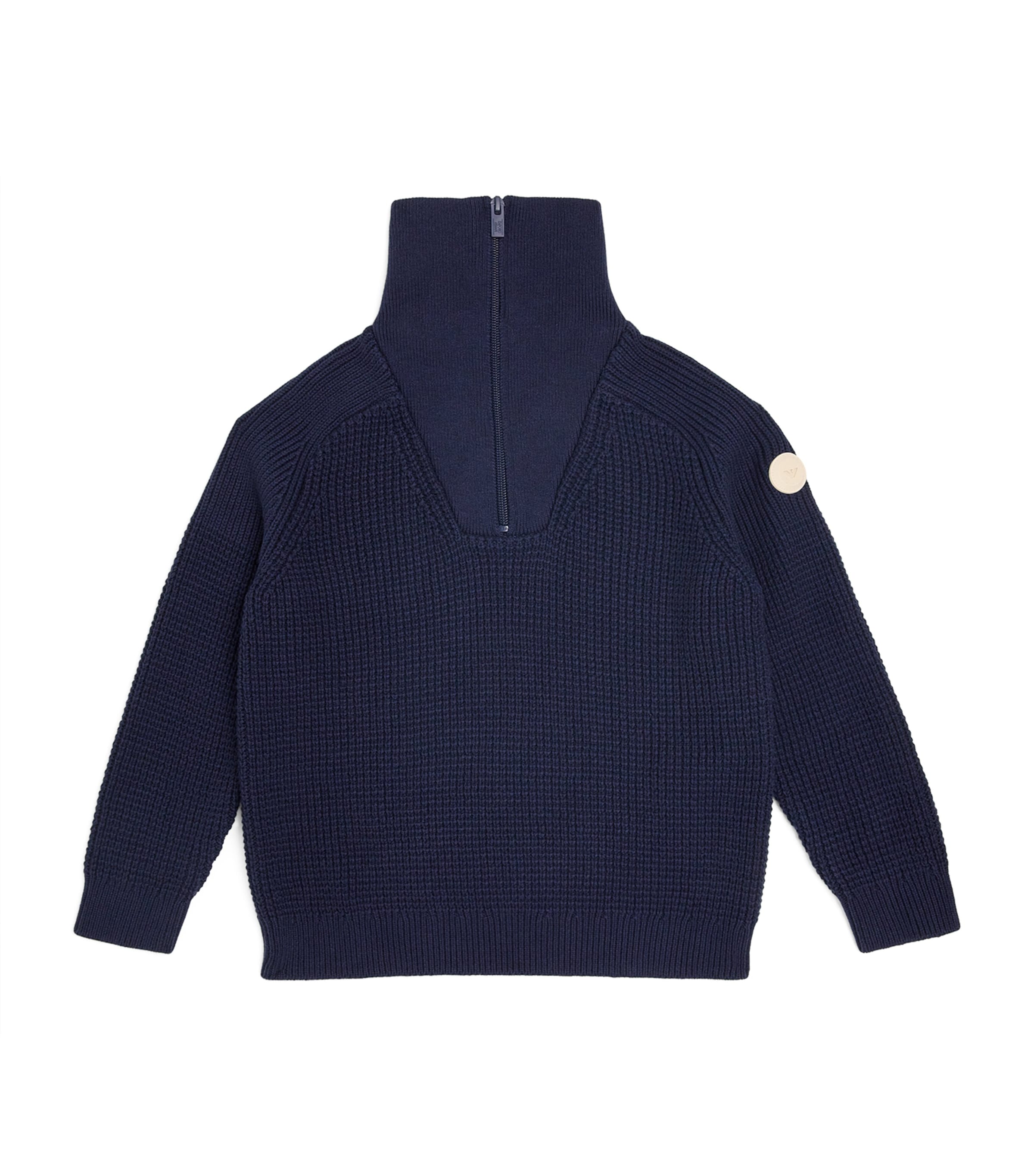 Emporio Armani Quarter-zip Sweater In Blue
