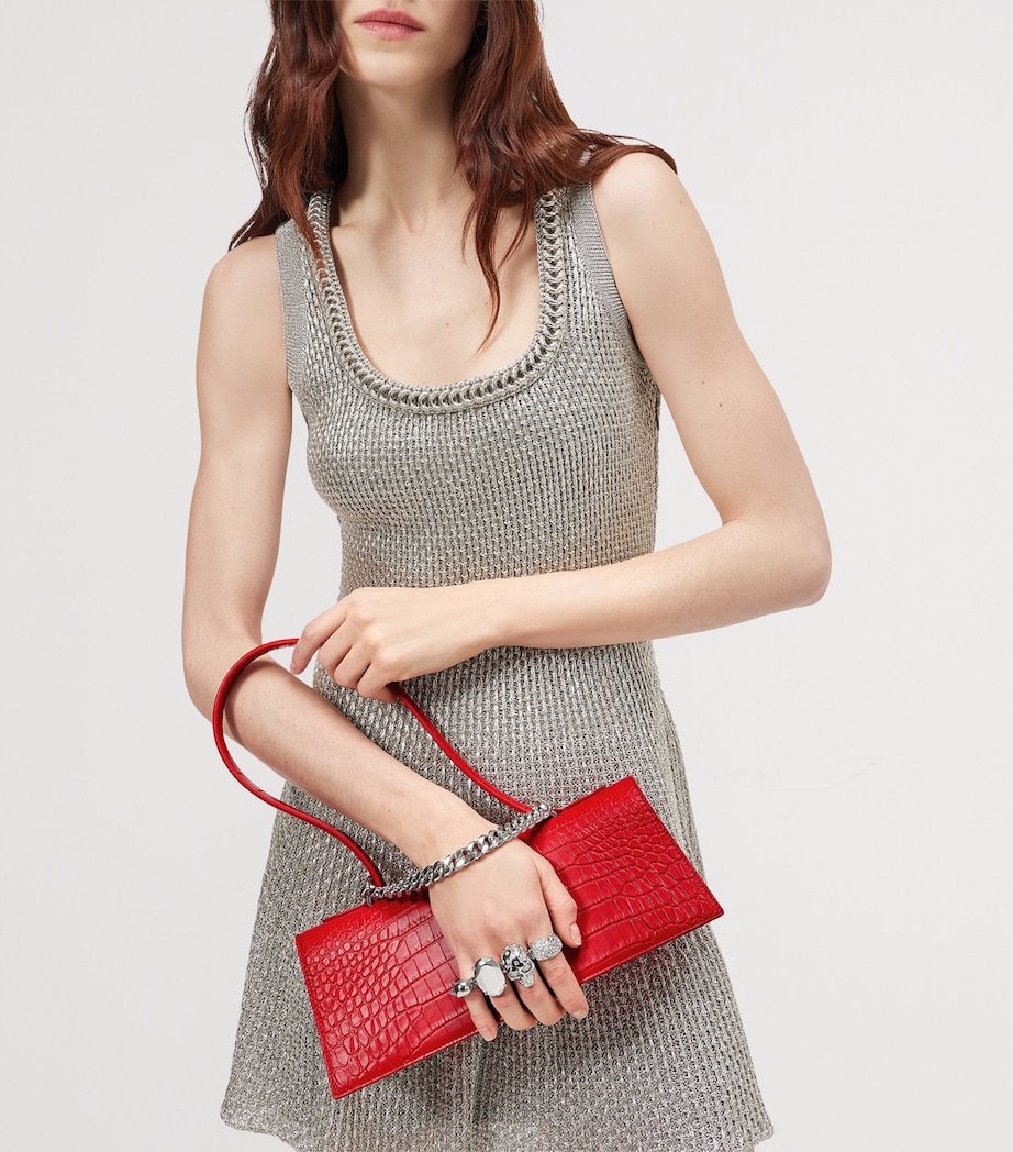 McQueen Croc-Effect Jewelled Top-Handle Bag Image 2