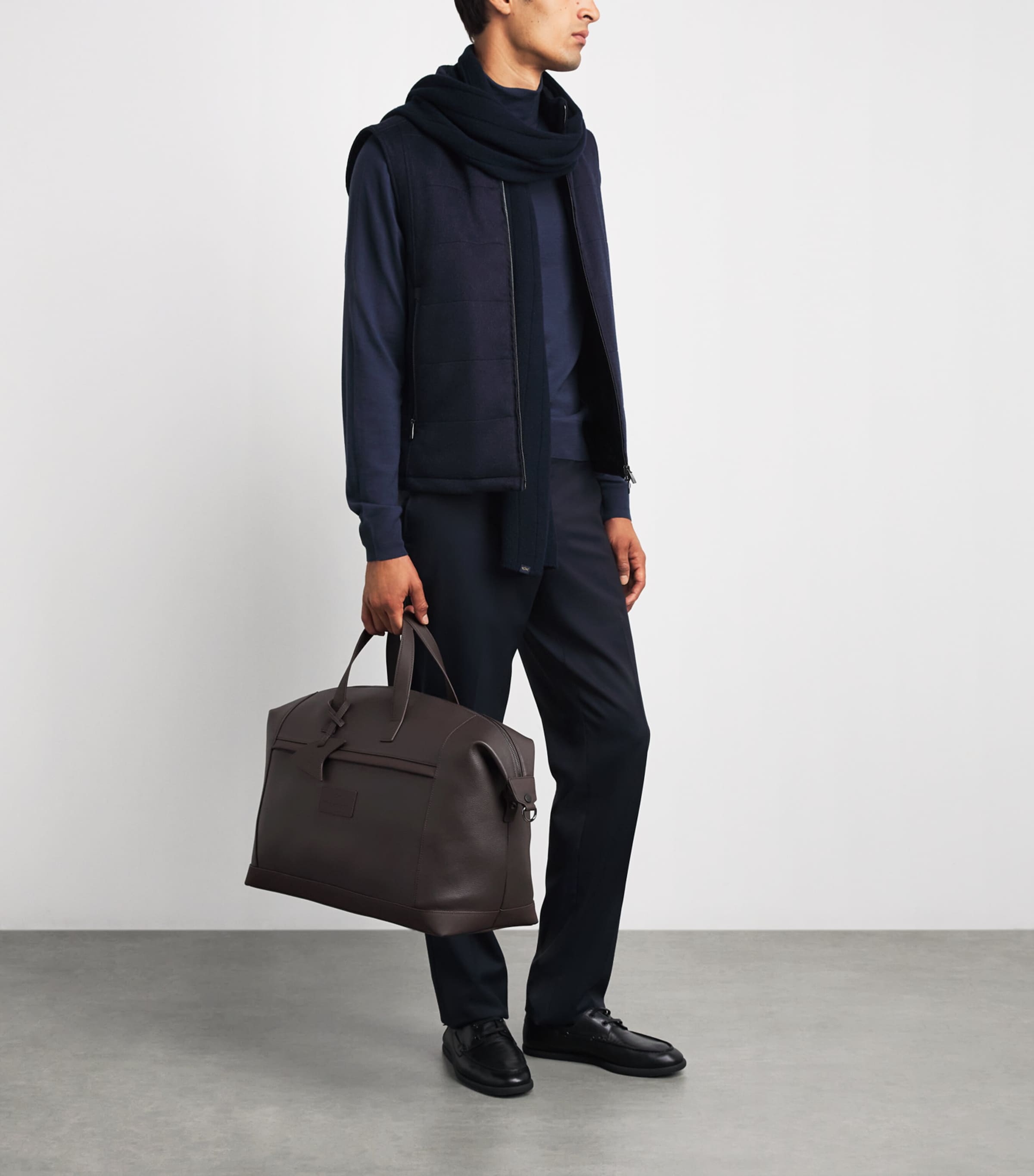 Paul & Shark Leather Logo Holdall Marrone Caffe Image 4