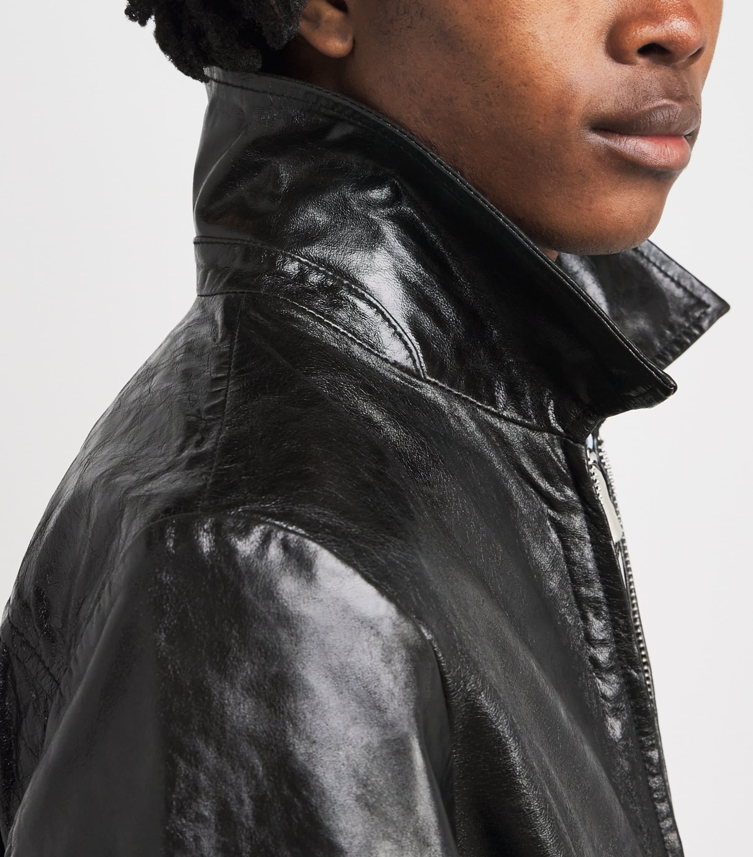 Won Hundred Mens Leather Dutton Jacket Black Image 3