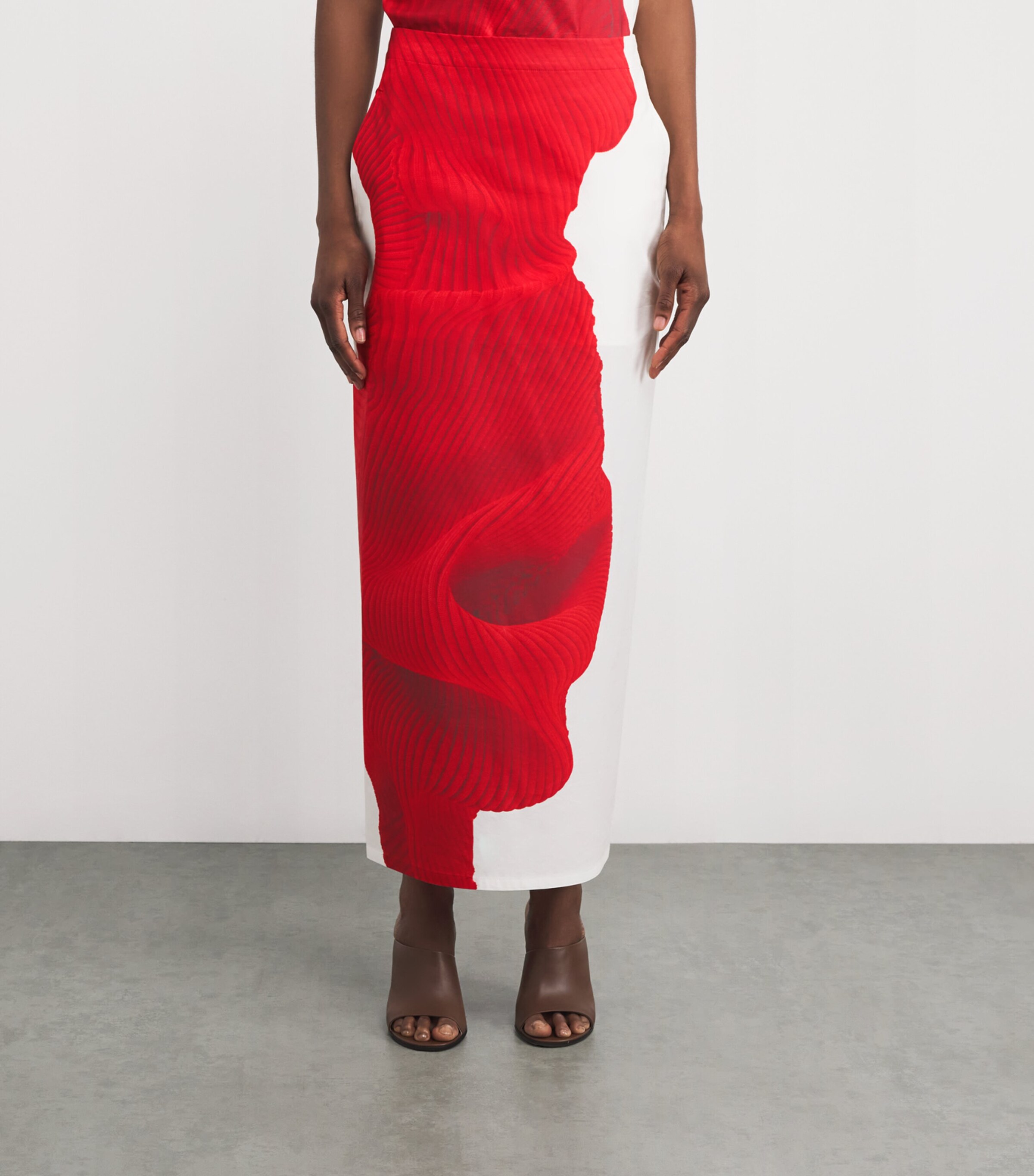 Cotton-Blend Knit As Represented Maxi Skirt RED Image 3