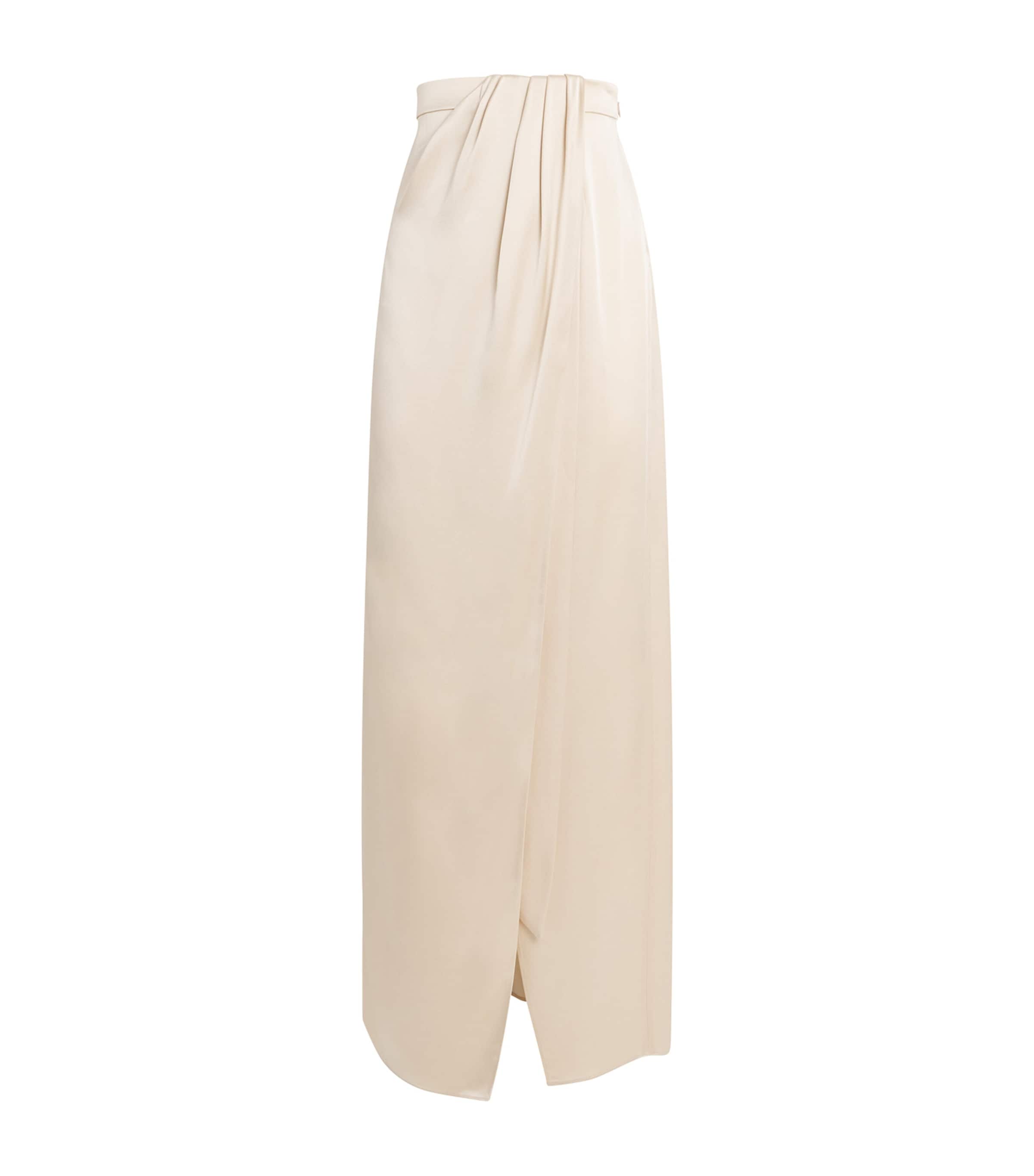 Lapointe Wrap-effect Satin Maxi Skirt In White