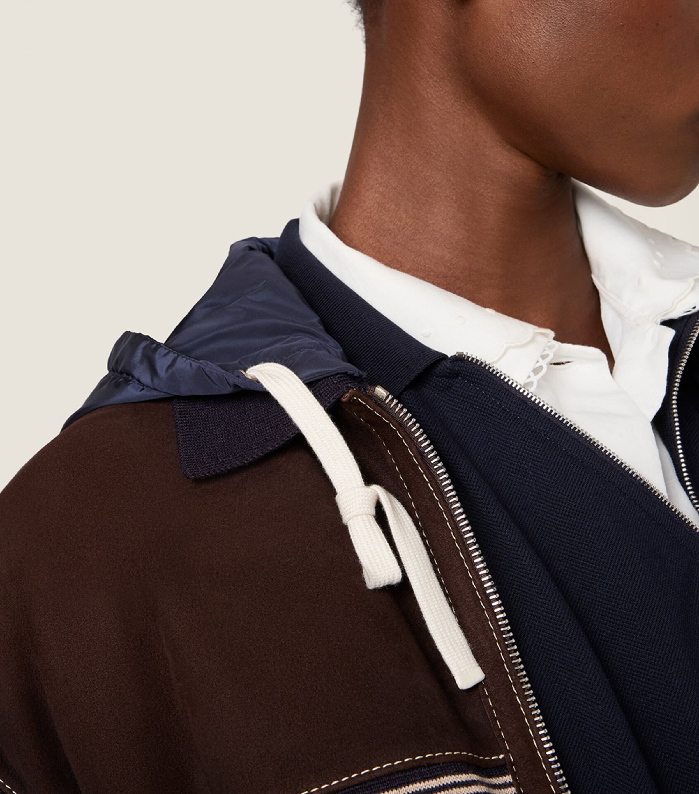 Miu Miu Womens Knit and Suede Down Jacket Image 6