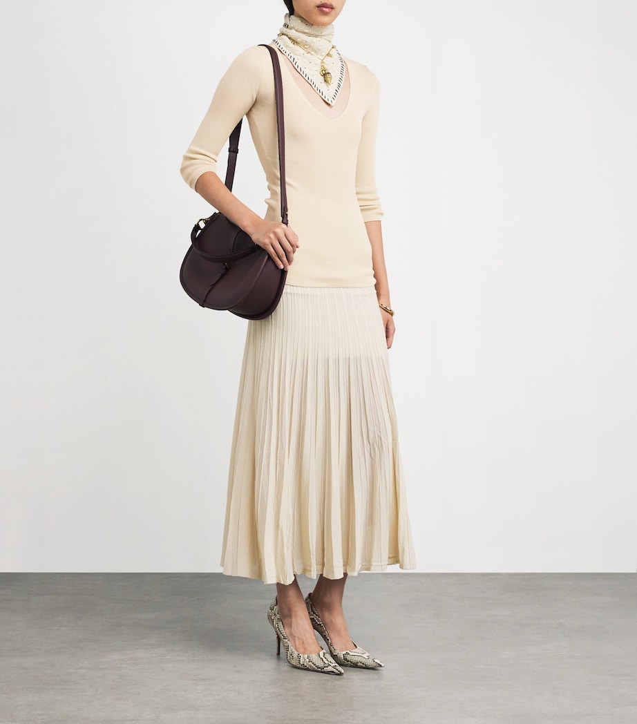 Cotton-Blend Knitted Felicia Sweater 90LB LIGHT BEIGE Image 2