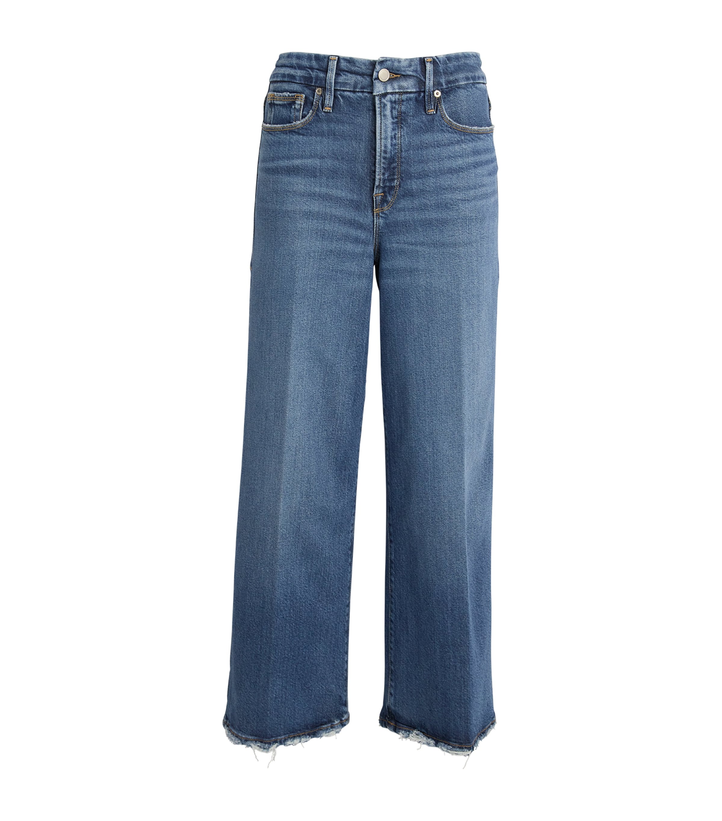 GOOD AMERICAN GOOD WAIST CROPPED PALAZZO JEANS 