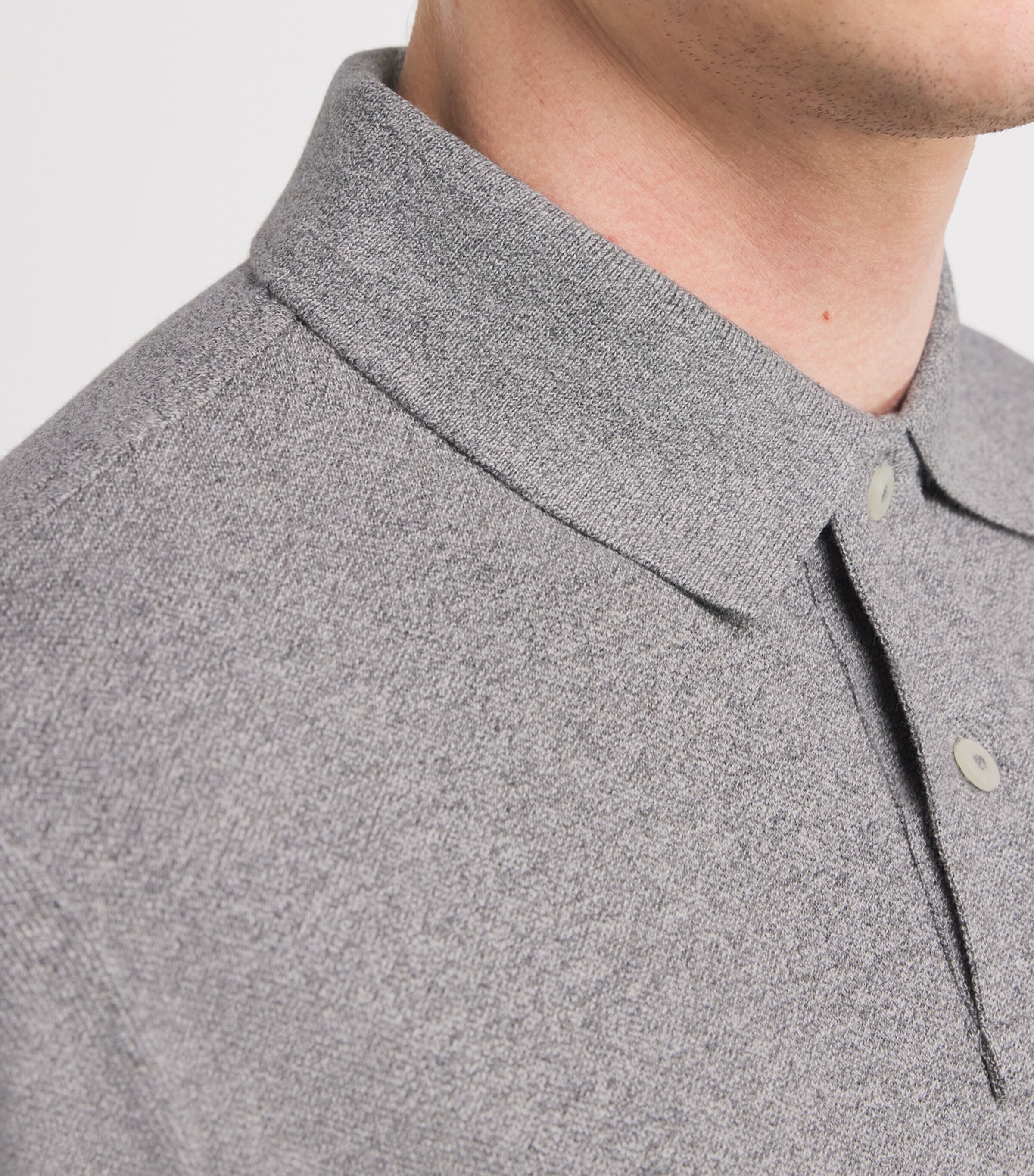 Long-Sleeved Polo Shirt CANT HEATHER Image 9