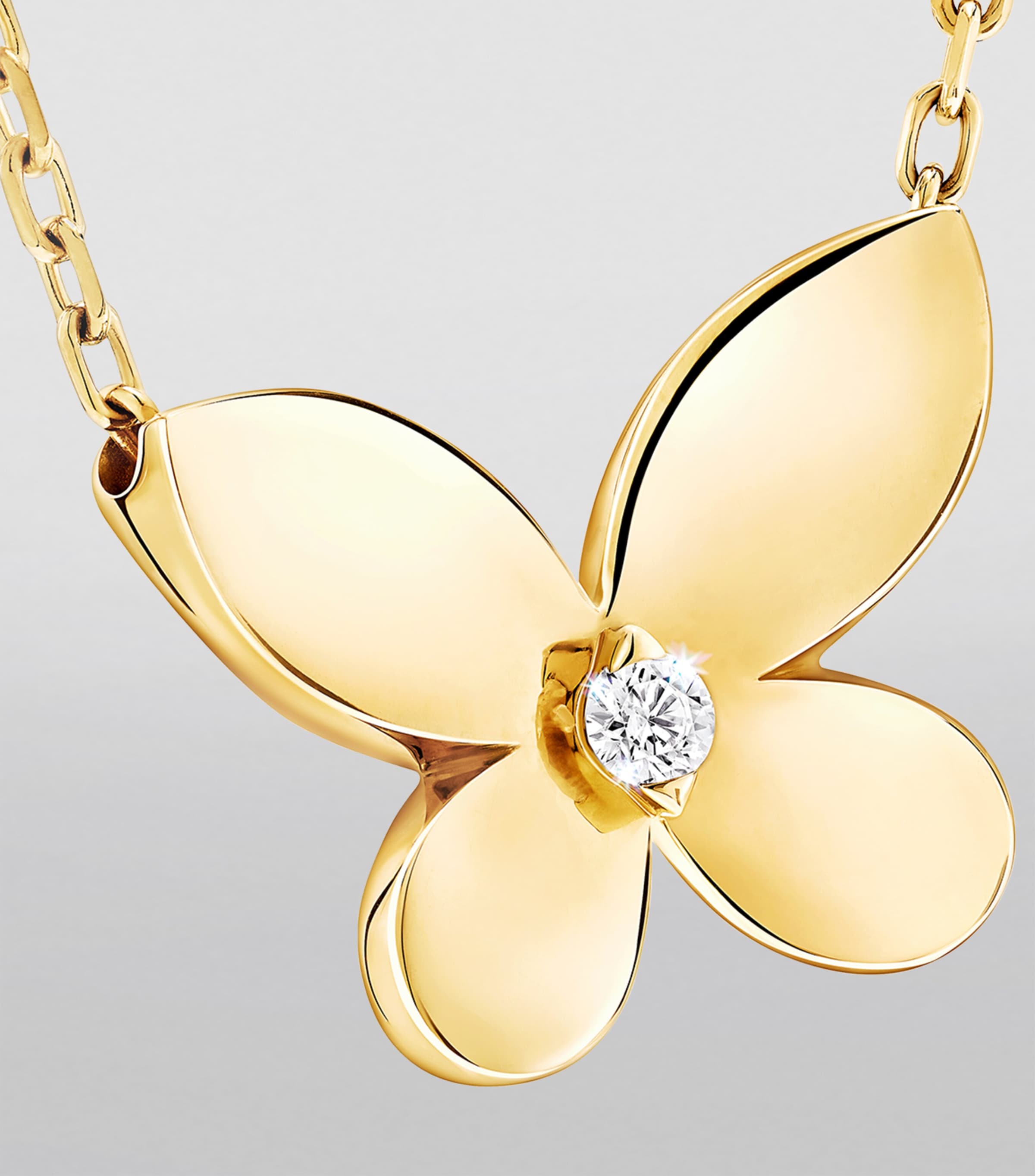 Mini Yellow Gold and Diamond Butterfly Necklace YELLOW GOLD Image 3