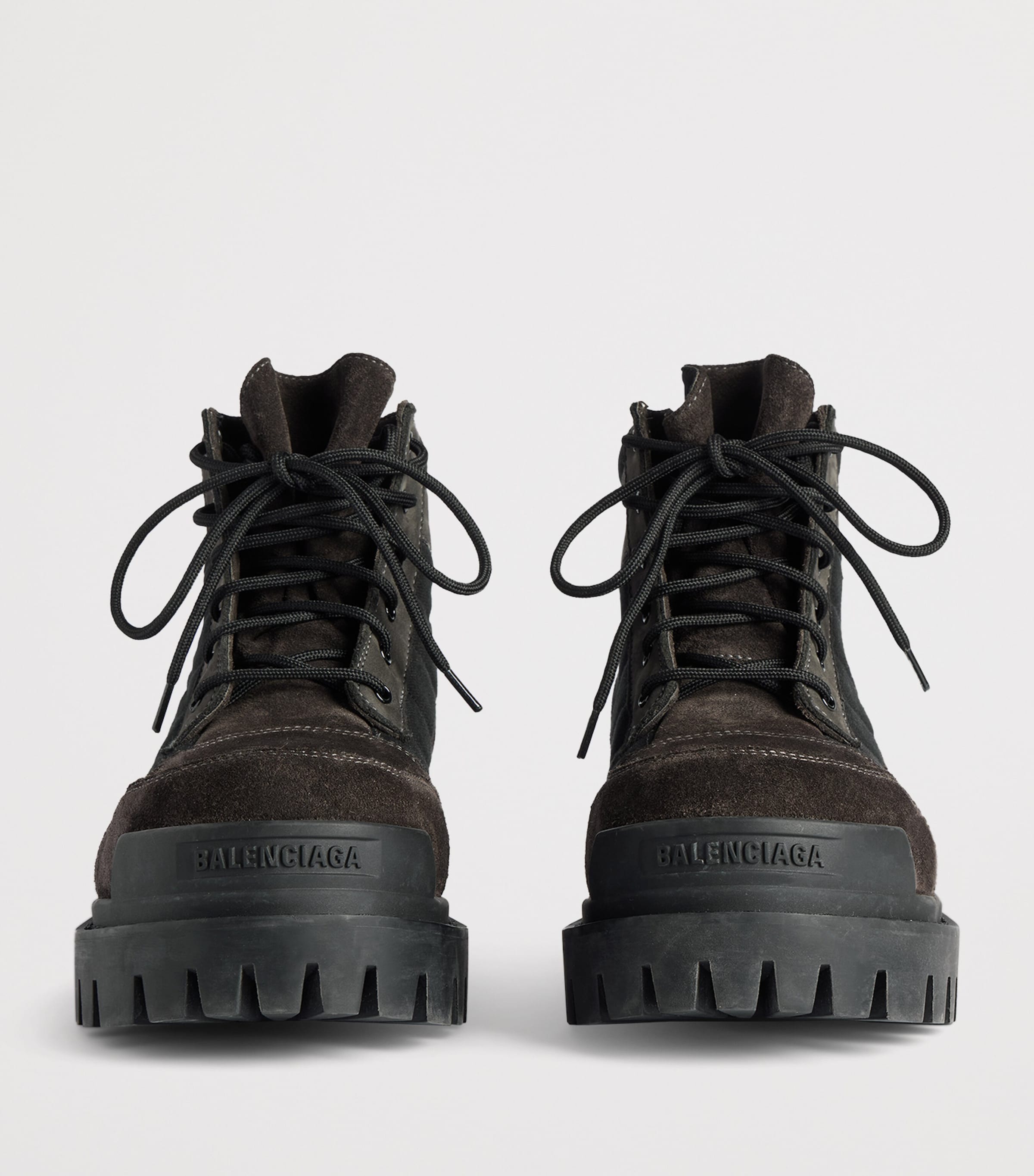 Balenciaga Leather-Cotton Combat Strike Ankle Boots Image 4