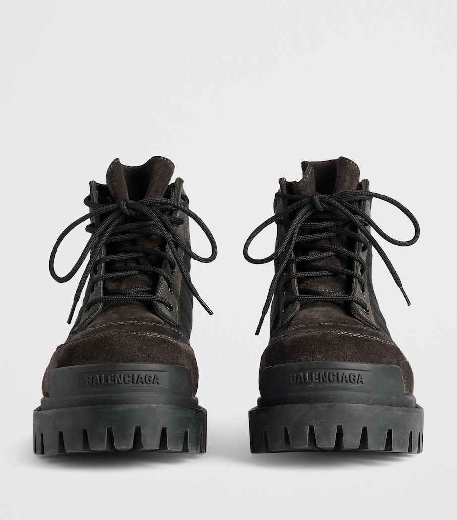 Balenciaga Leather-Cotton Combat Strike Ankle Boots Image 4