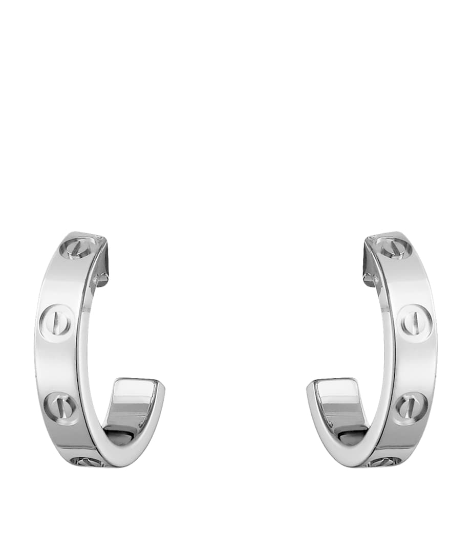 White Gold LOVE Hoop Earrings WHITE GOLD Image 1